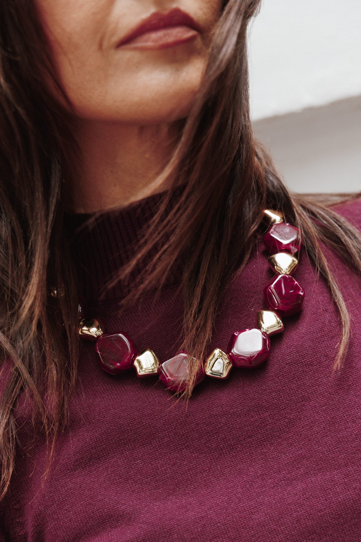 ACCESSORIES Amberlyn Beaded Necklace - Deep Red