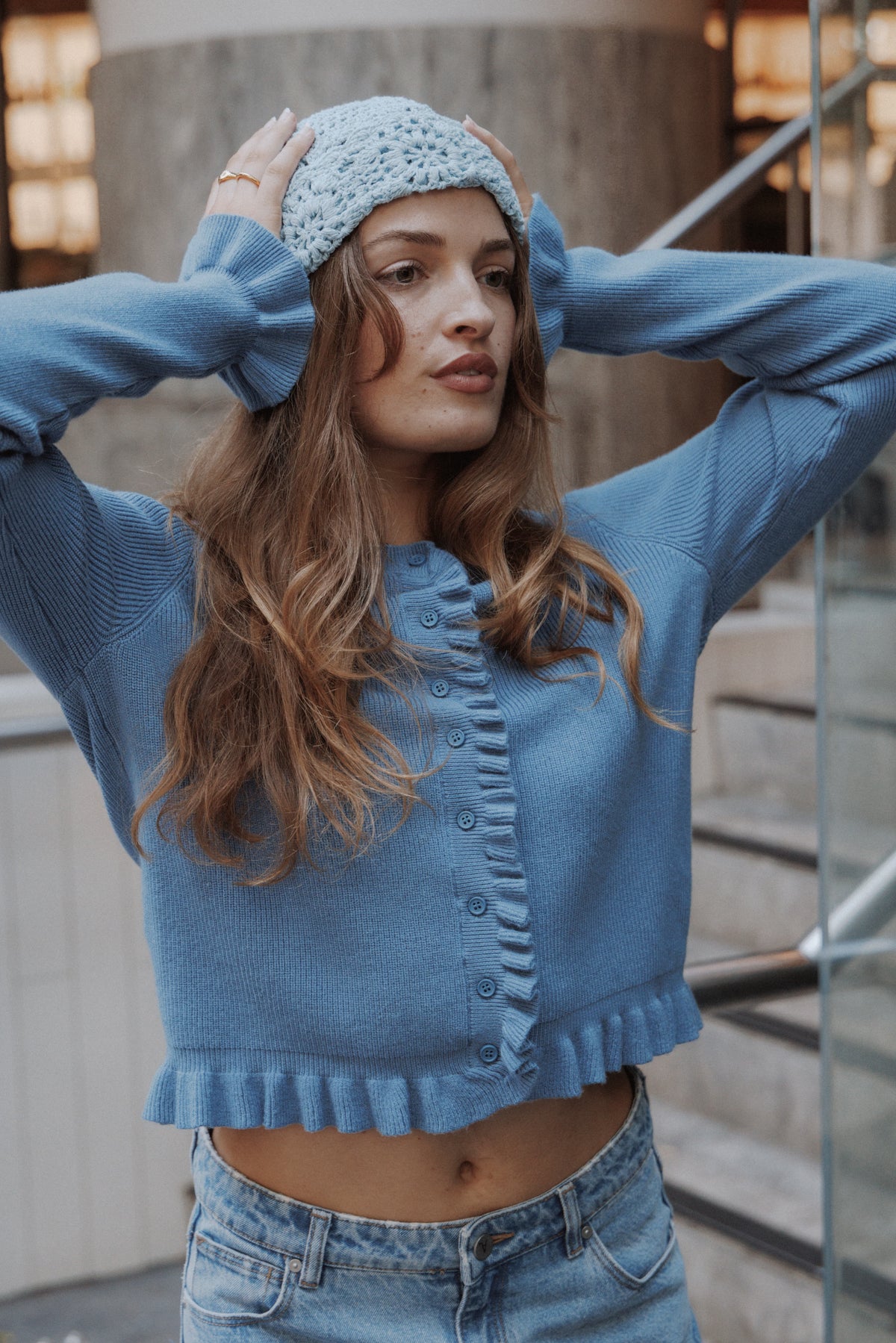 ACCESSORIES Crochet Beanie - Dusty Blue