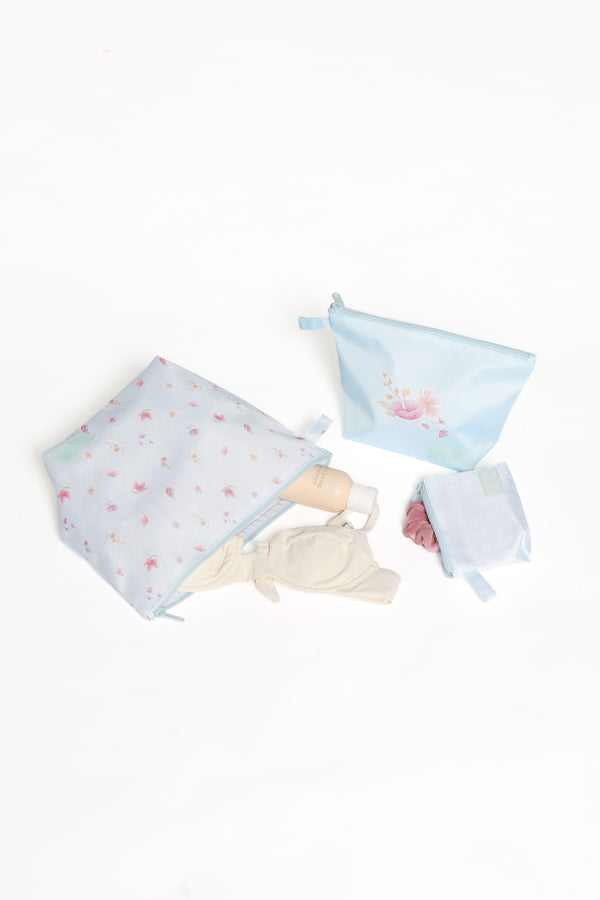 ACCESSORIES Handy Pouch Trio - Blue Garden Stripe