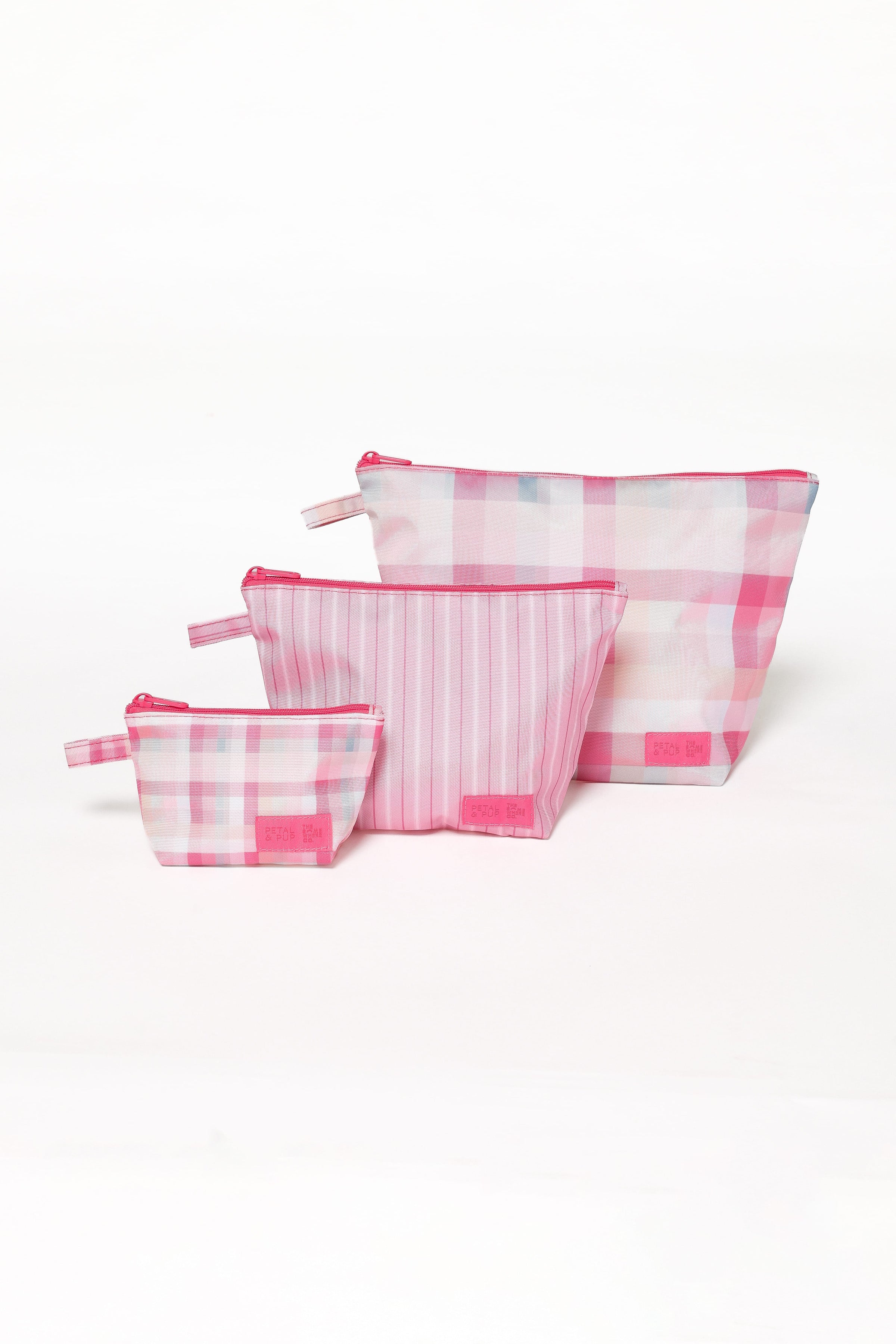 ACCESSORIES Handy Pouch Trio - Pink Picnic Plaid