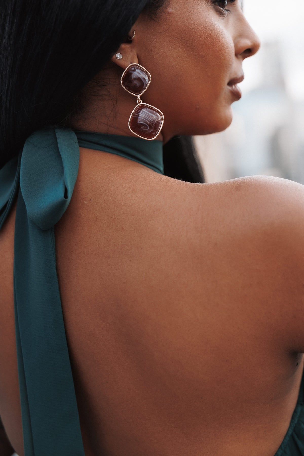 ACCESSORIES Paulina Drop Earrings - Burgundy