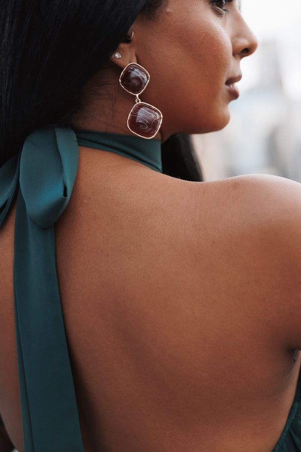 ACCESSORIES Paulina Drop Earrings - Burgundy