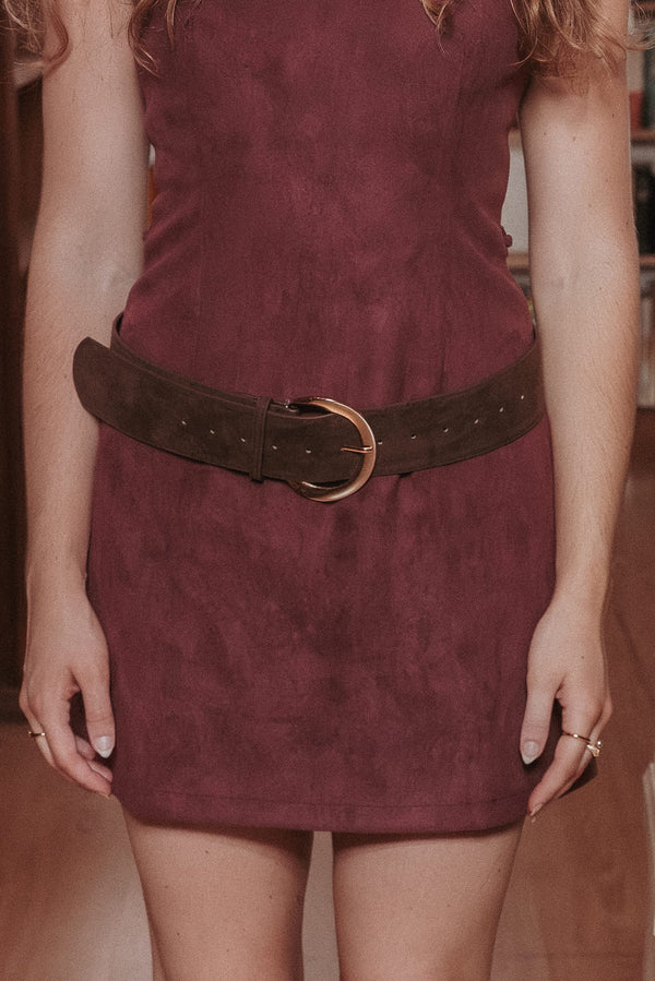 ACCESSORIES Paulina Suede Belt - Chocolate