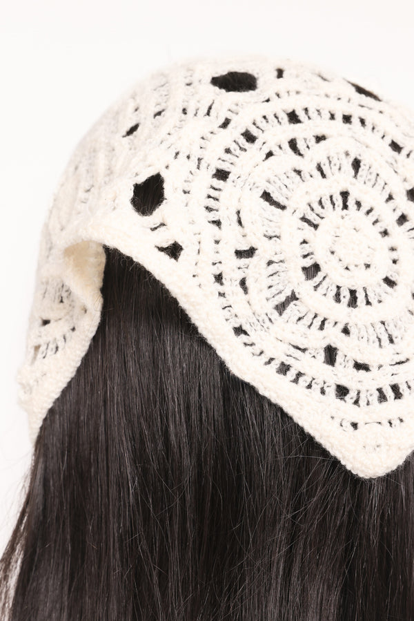 ACCESSORIES Sabrina Crochet Bandana - White