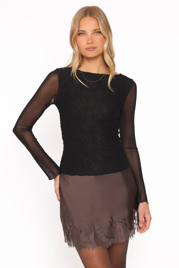 BOTTOMS Alira Lace Trim Mini Skirt - Chocolate Brown