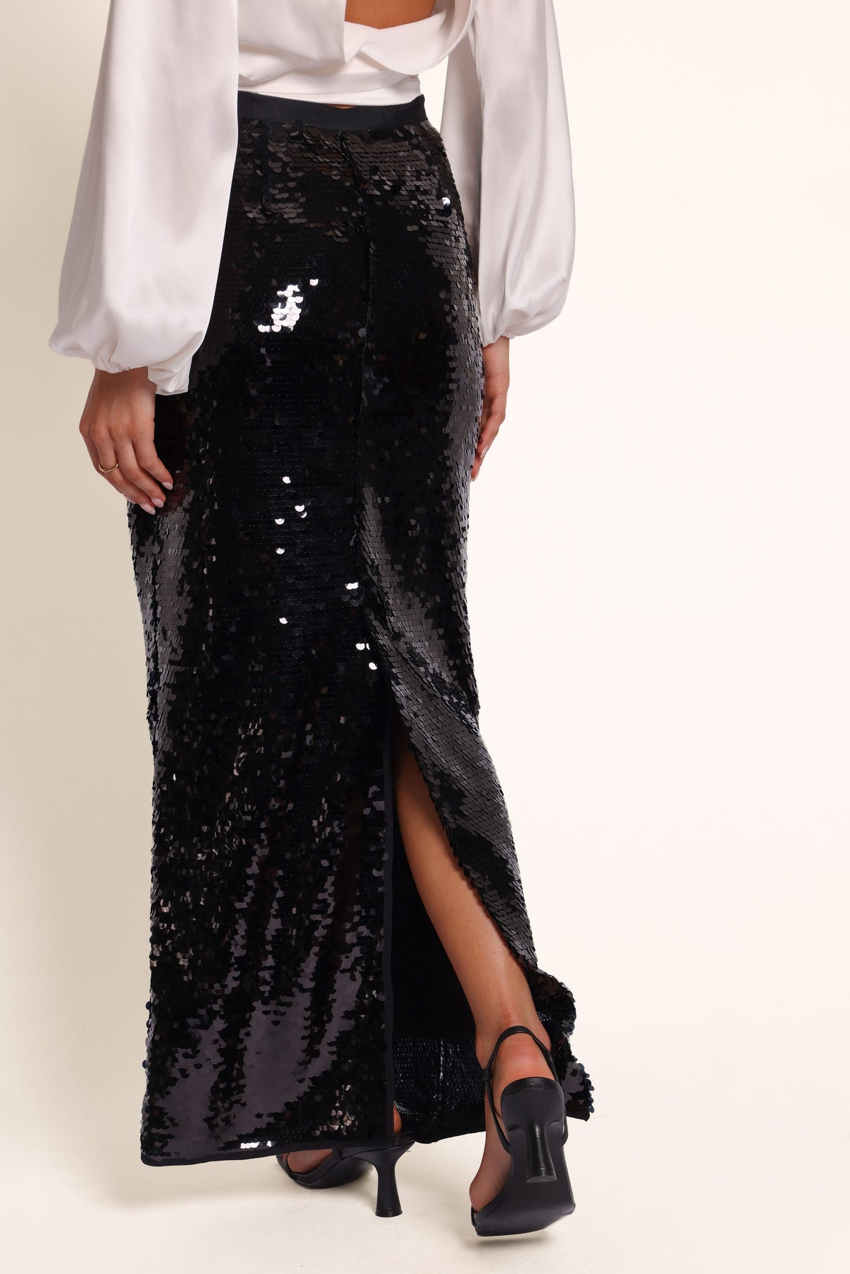 BOTTOMS Alro Column Sequin Skirt - Black