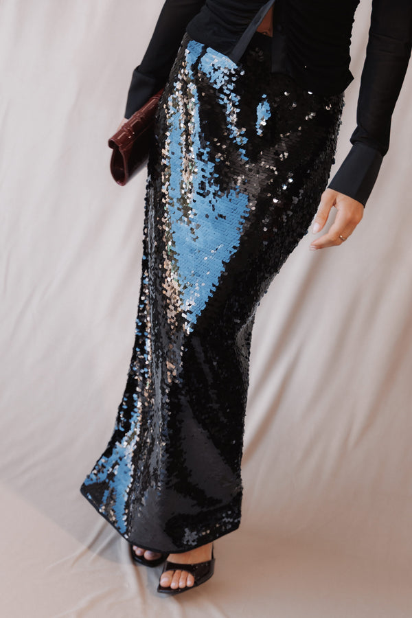 BOTTOMS Alro Column Sequin Skirt - Black