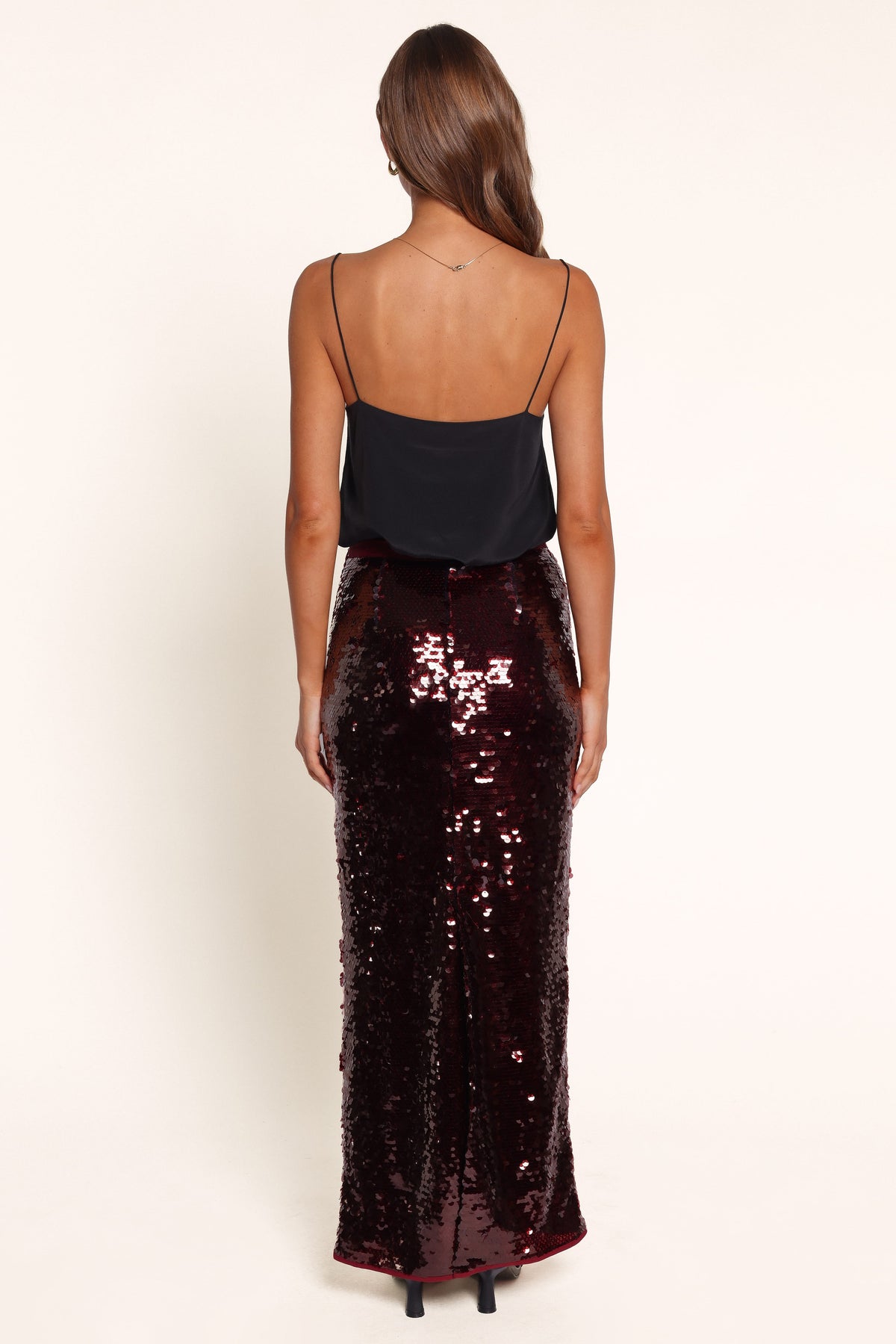 BOTTOMS Alro Column Sequin Skirt - Burgundy