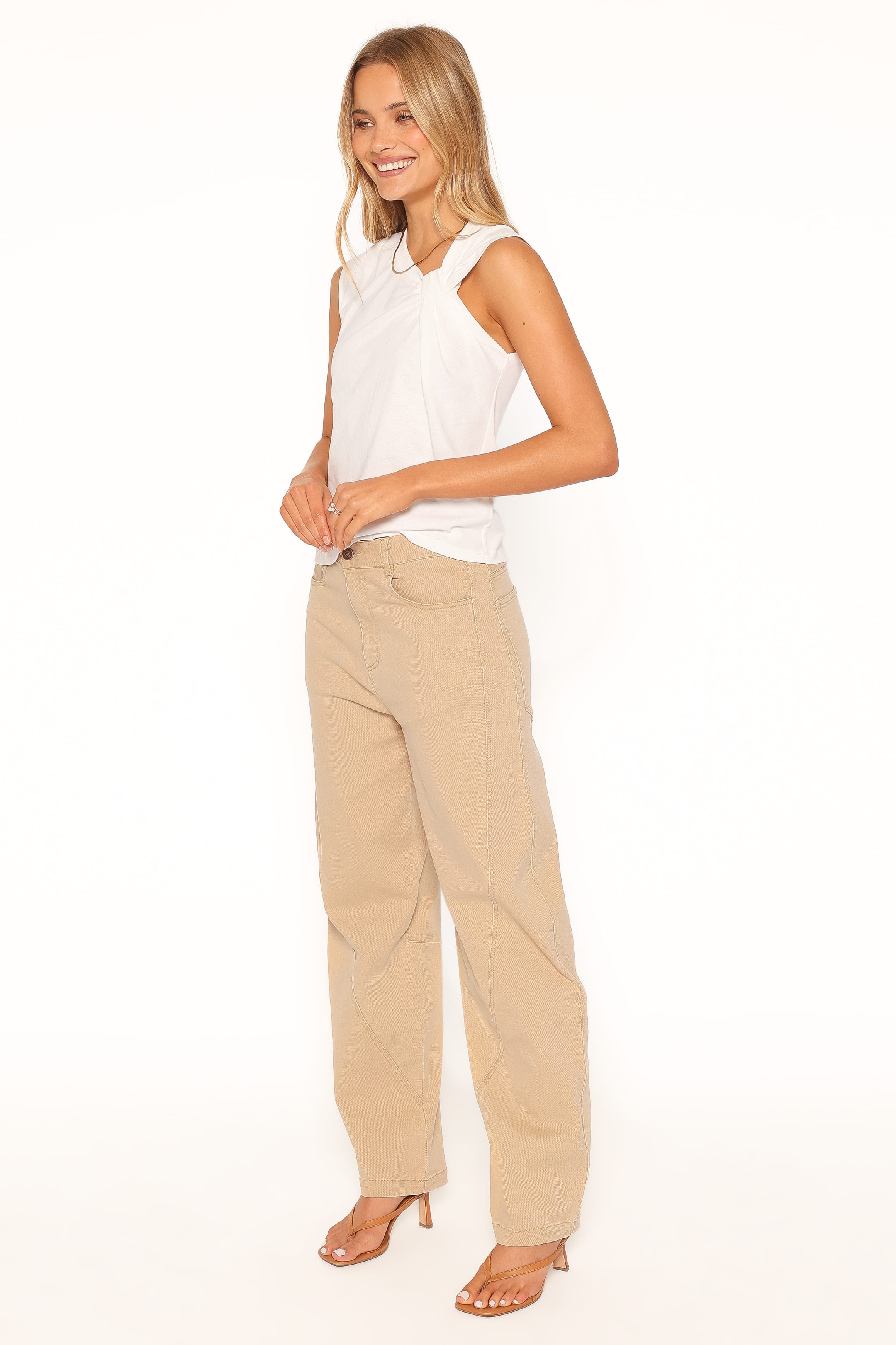BOTTOMS Amity Barrel Leg Denim Jeans - Mushroom