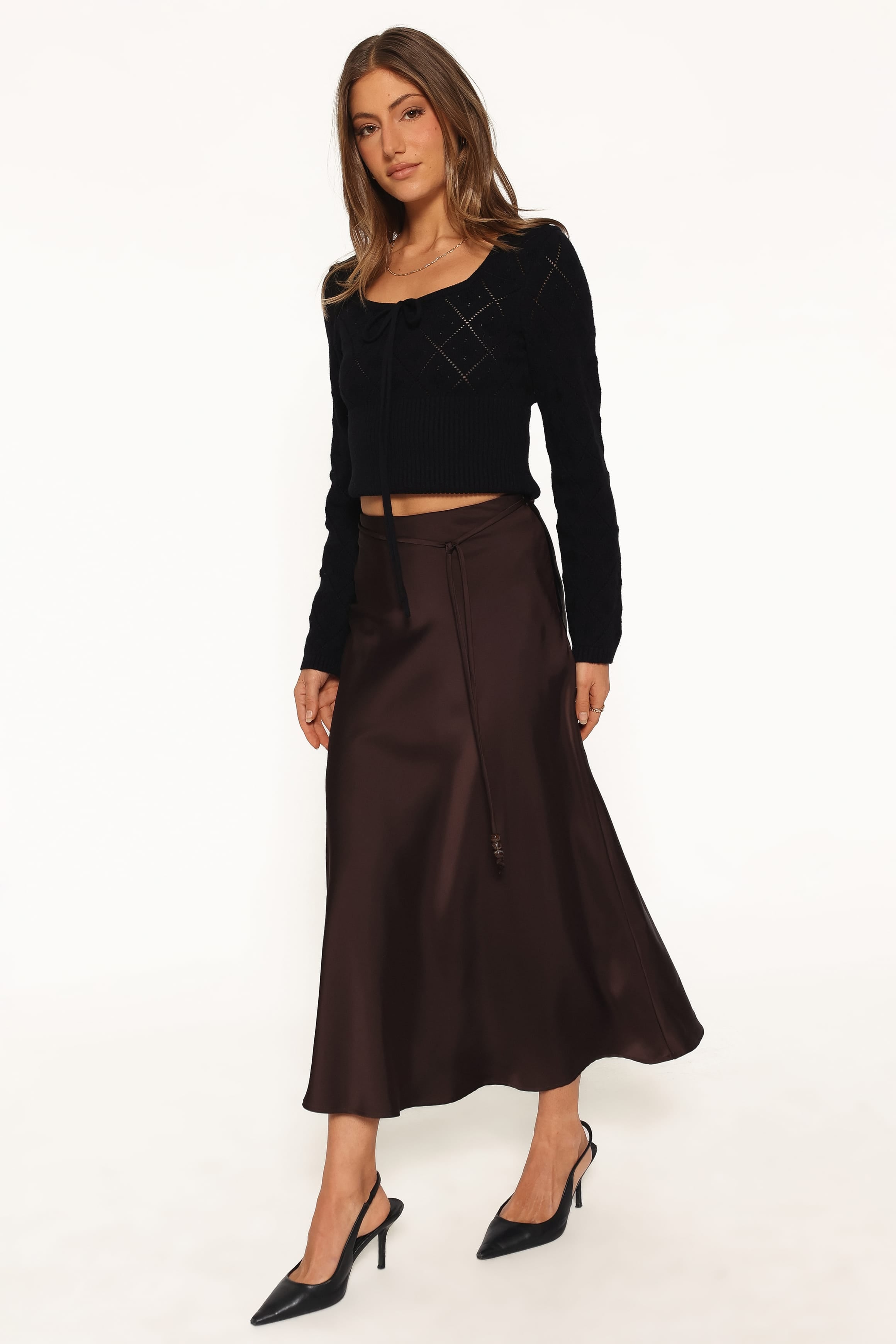 BOTTOMS Bayley Midi Skirt - Chocolate Brown