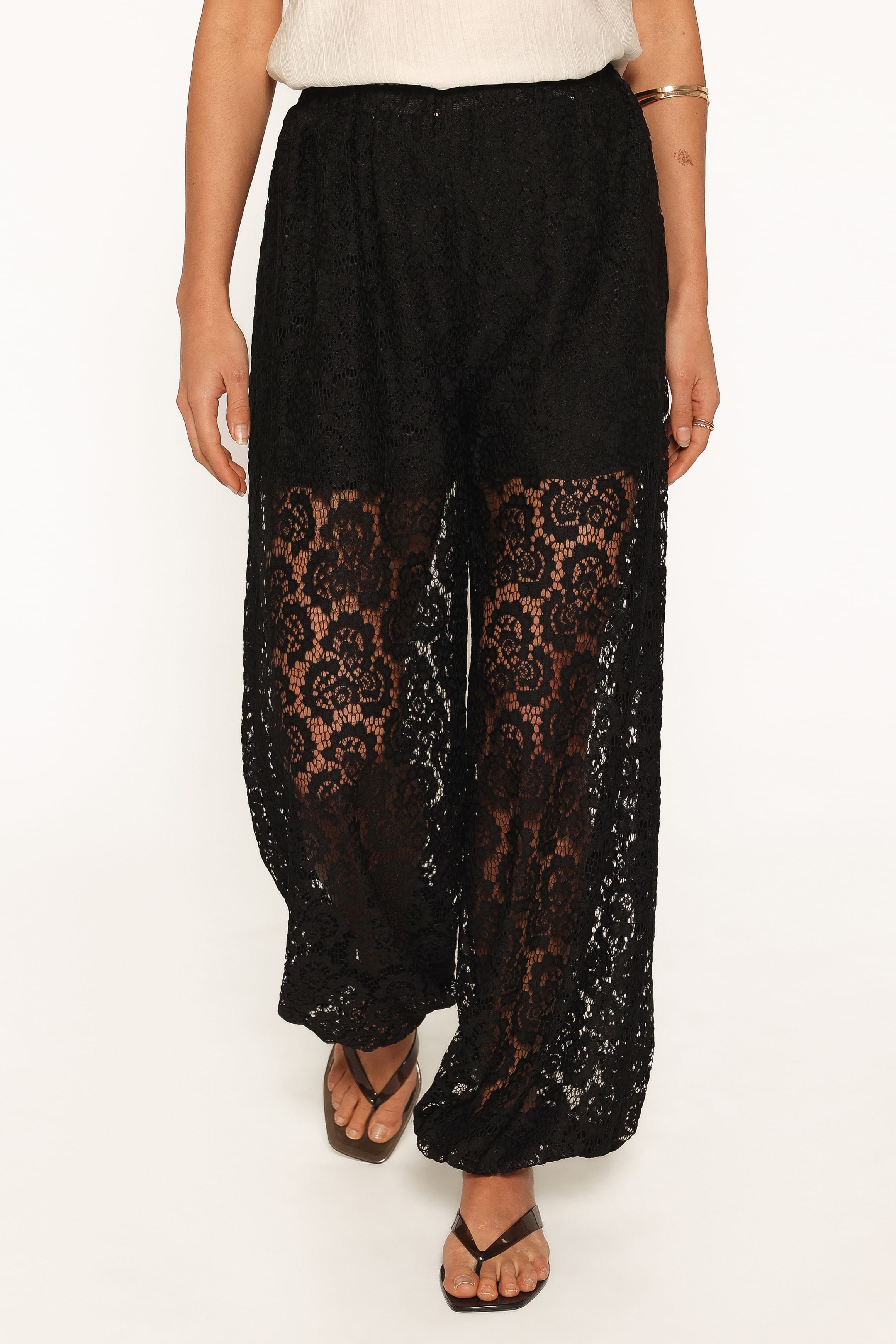 BOTTOMS Chloe Balloon Lace Pant - Black