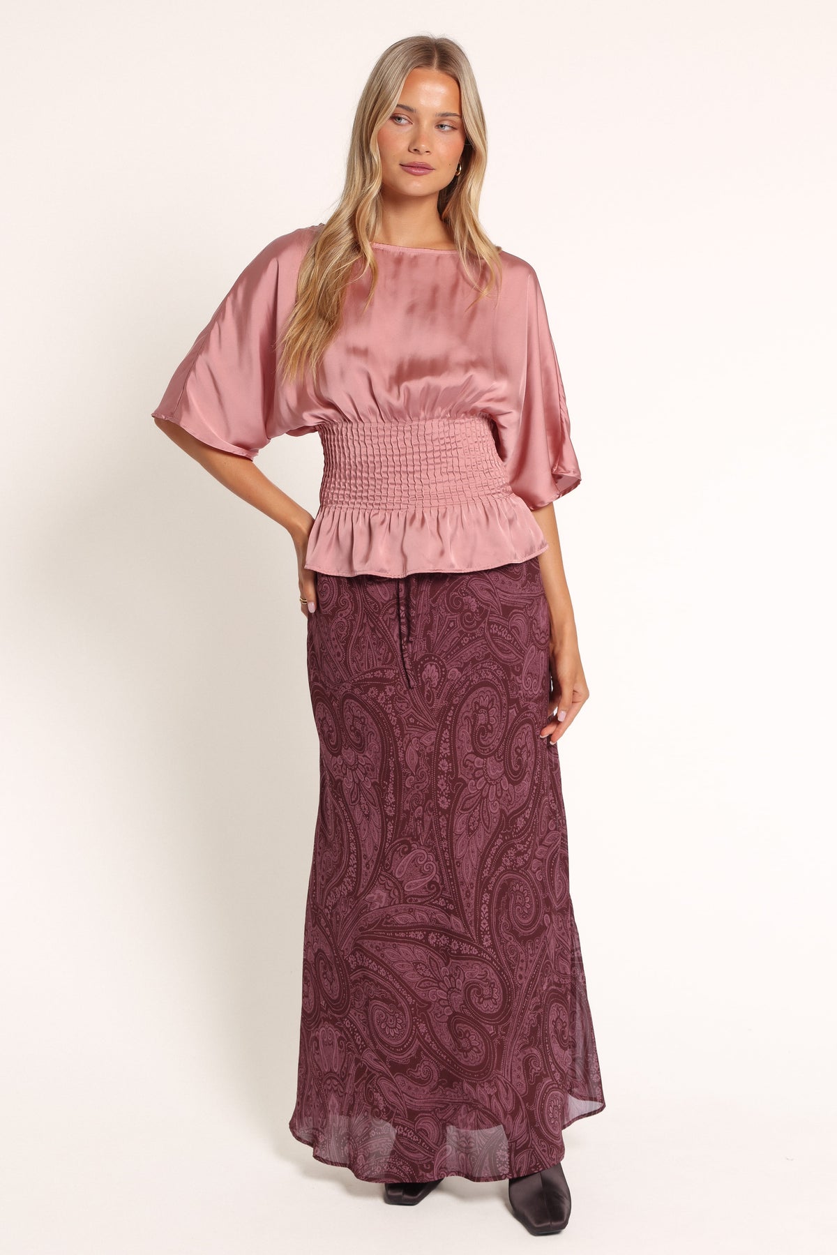 BOTTOMS Dawson Maxi Skirt - Wine Paisley