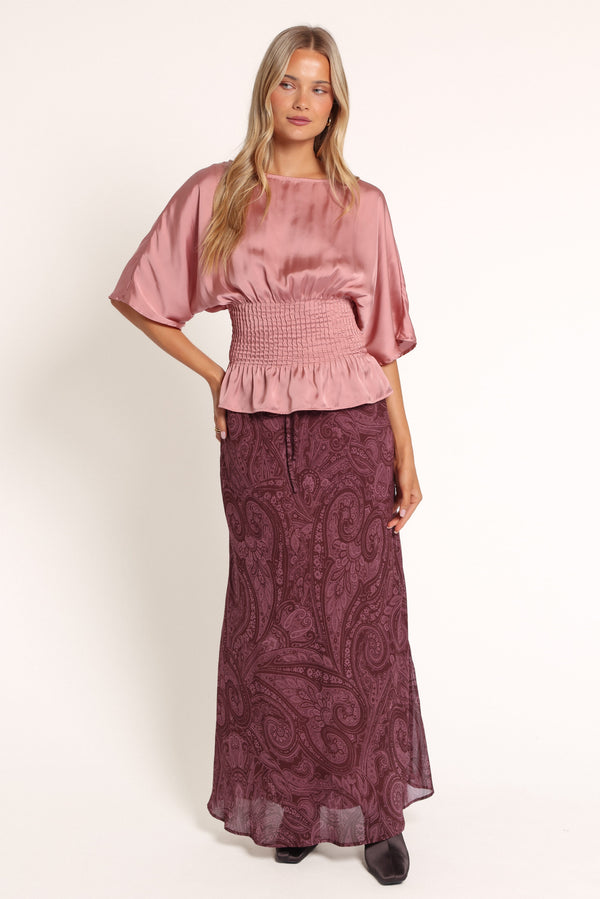 BOTTOMS Dawson Maxi Skirt - Wine Paisley