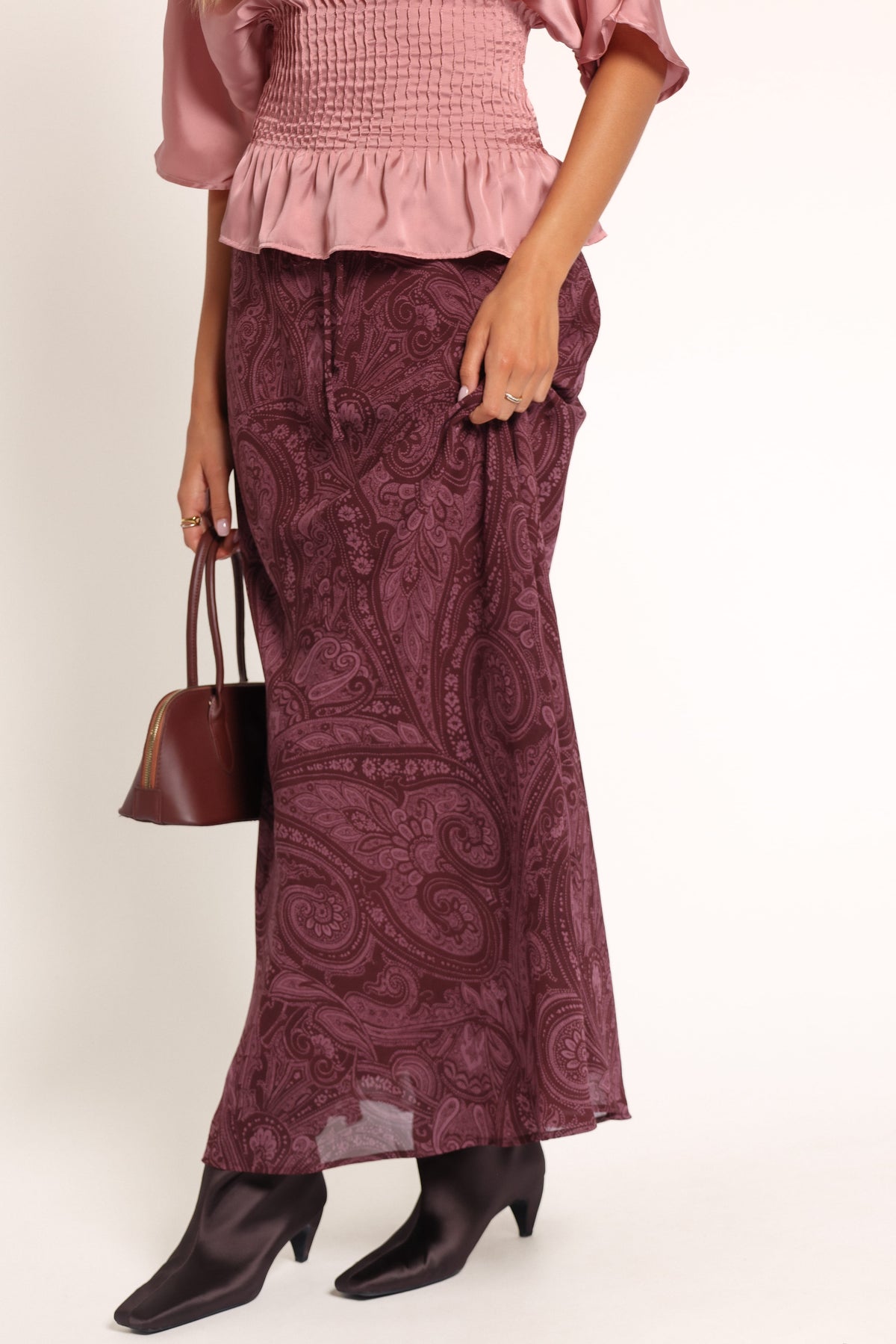 BOTTOMS Dawson Maxi Skirt - Wine Paisley