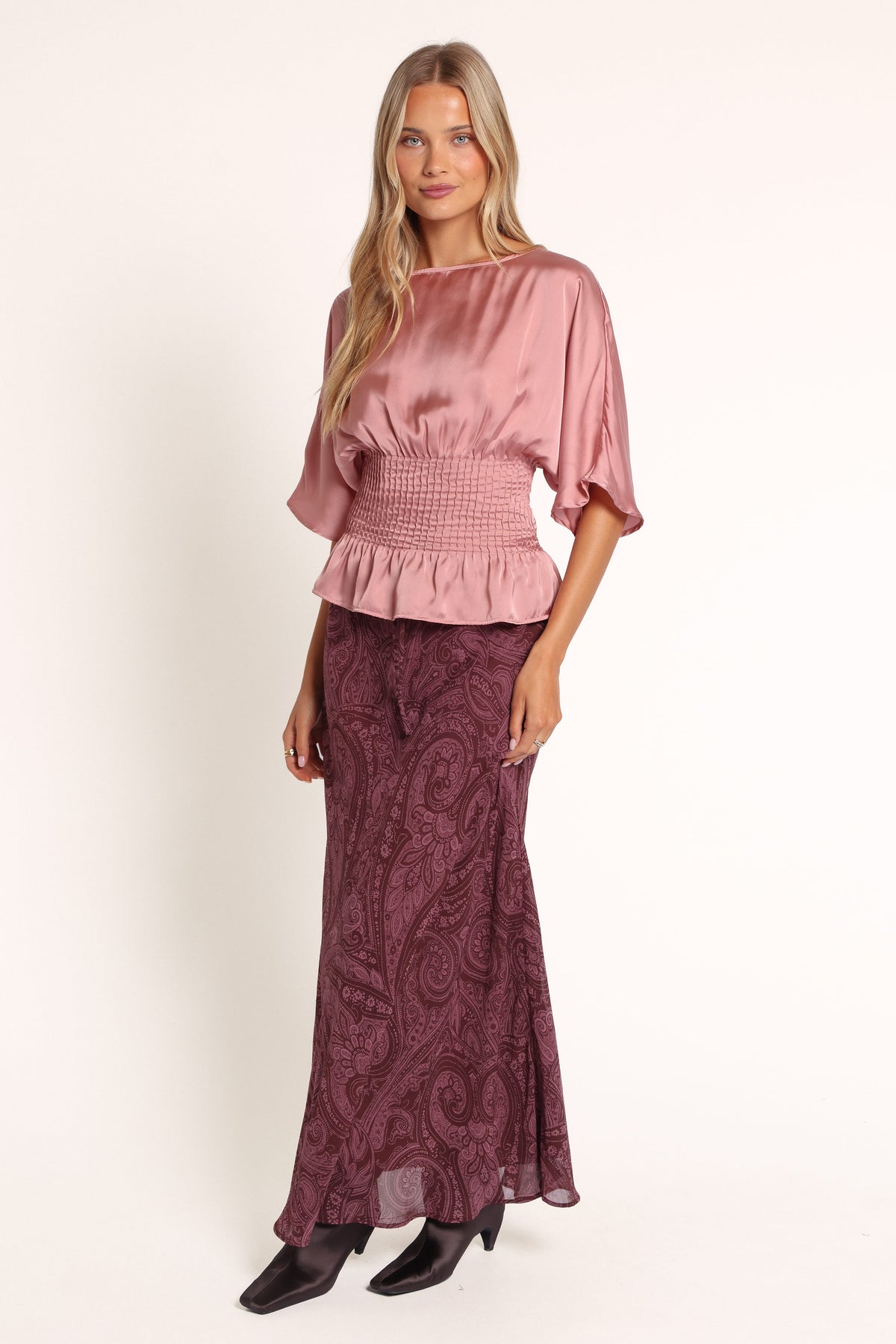 BOTTOMS Dawson Maxi Skirt - Wine Paisley
