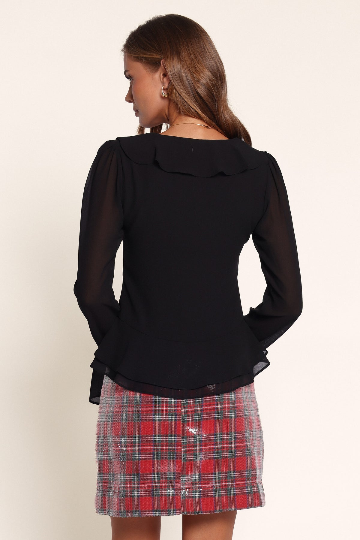 BOTTOMS Daymond Mini Skirt - Red Sequin Tartan
