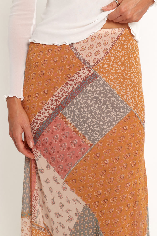 BOTTOMS Debby Maxi Skirt - Pink Scarf Print