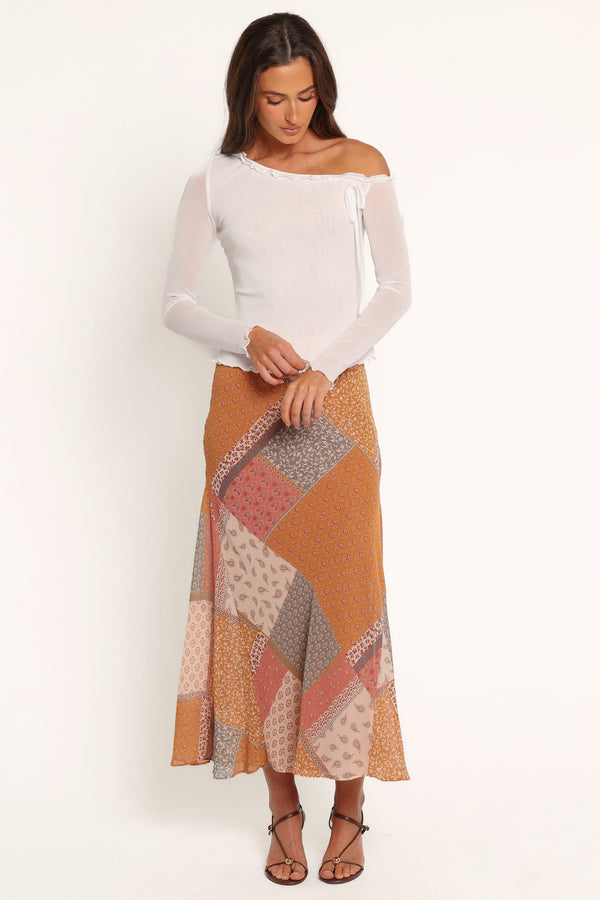 BOTTOMS Debby Maxi Skirt - Pink Scarf Print