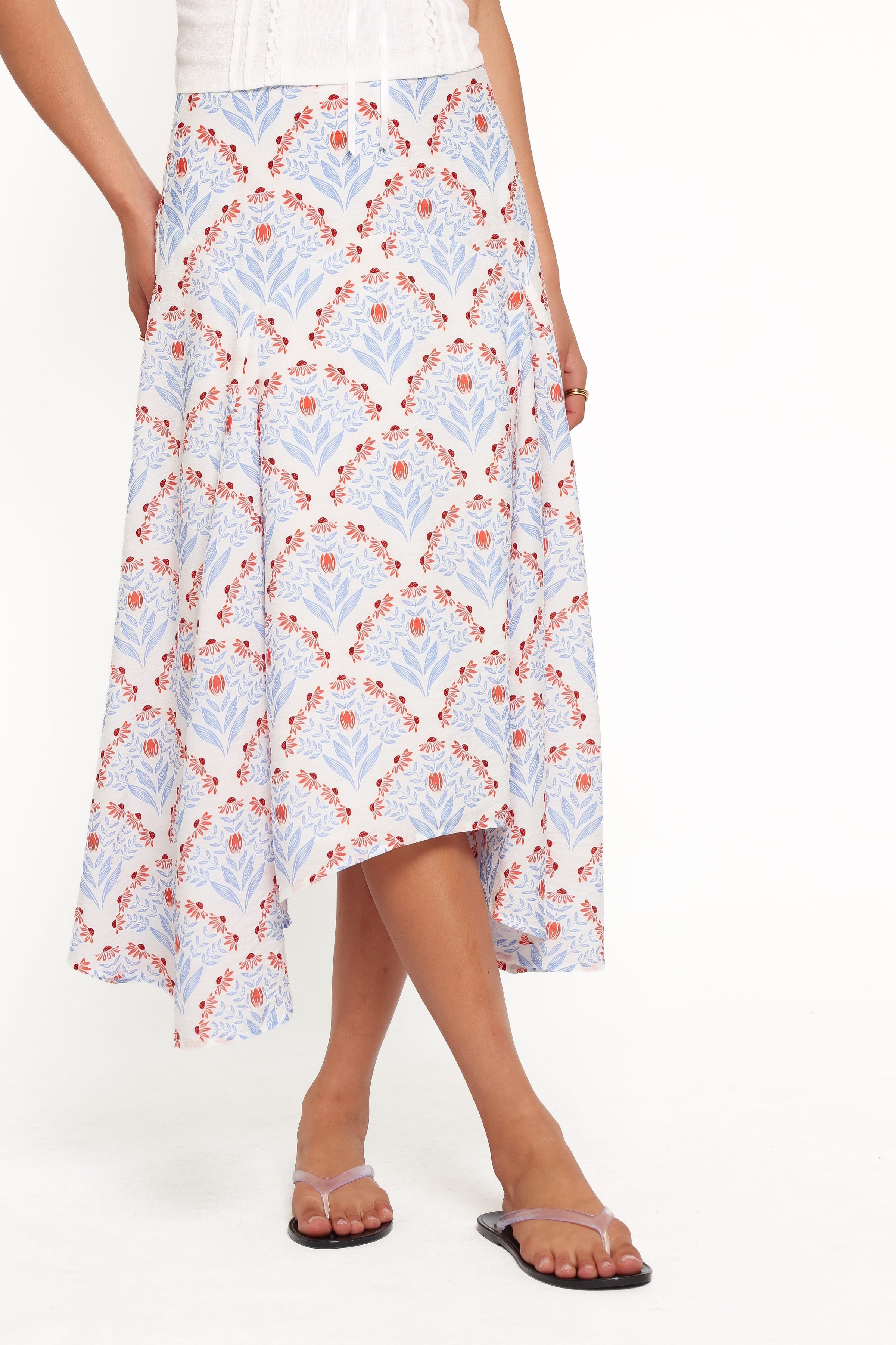 BOTTOMS Dennie Hanky Hem Skirt - White Blue