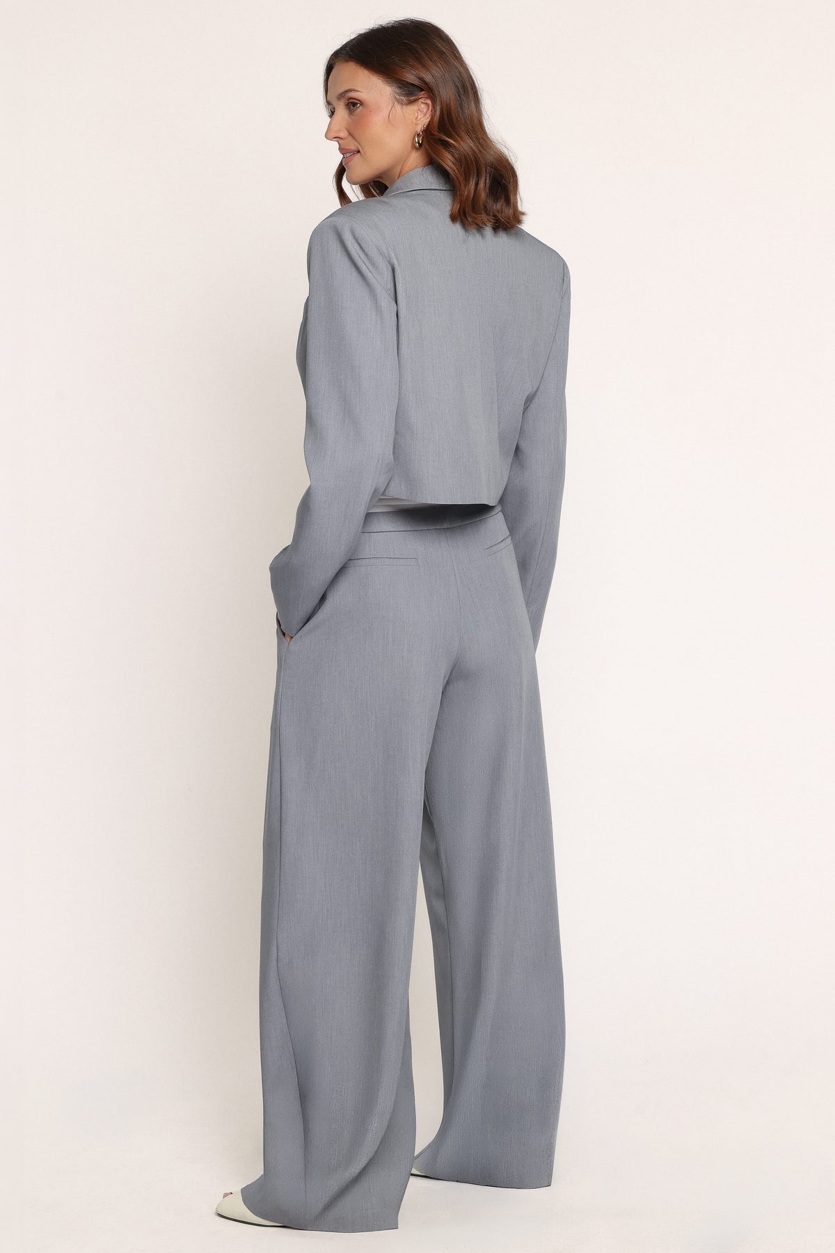 BOTTOMS Drapey Double Waistband Relaxed Trousers - Heather Grey