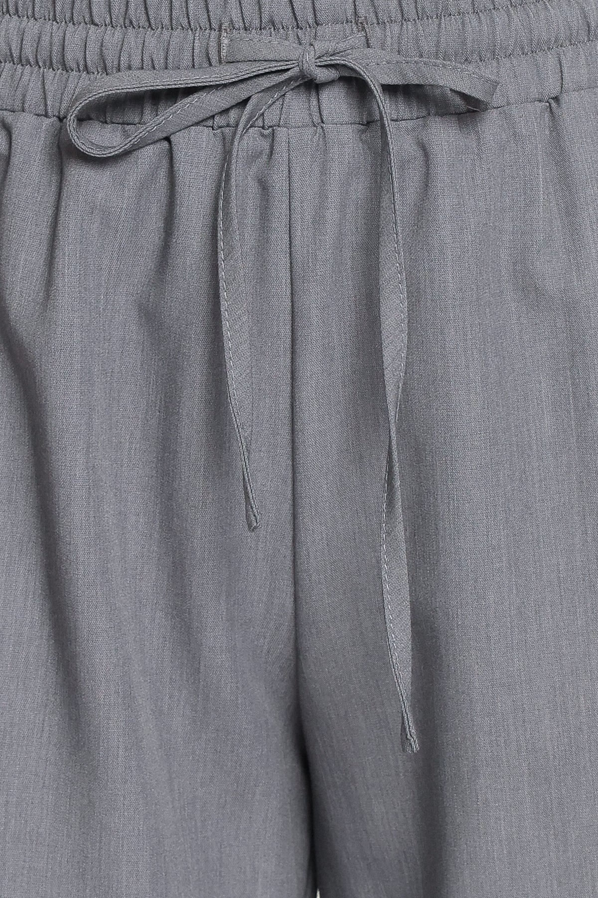 BOTTOMS Drapey Elastic Waist Wide Leg Pants - Heather Grey