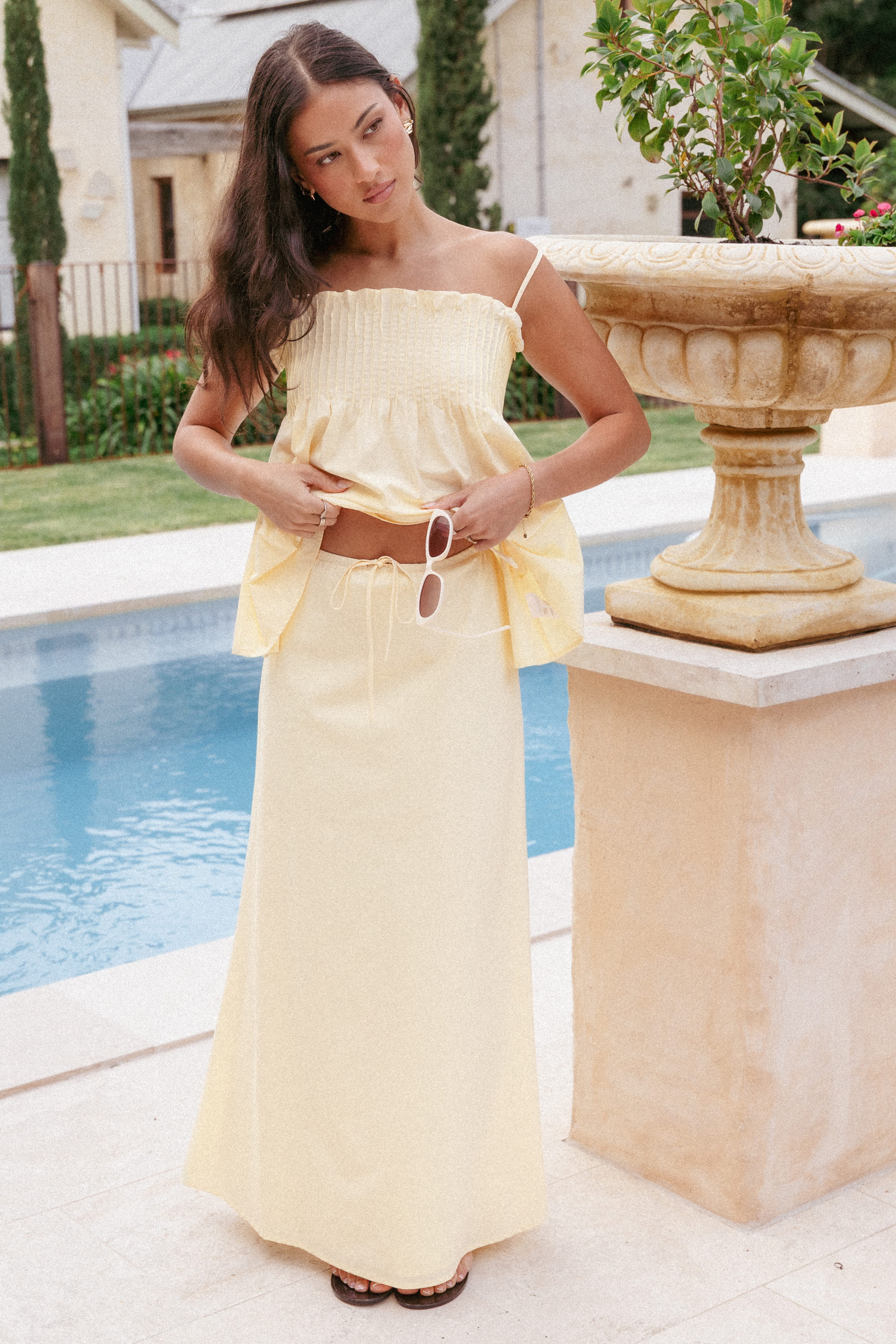 BOTTOMS Elena Cotton Maxi Skirt - Butter Yellow