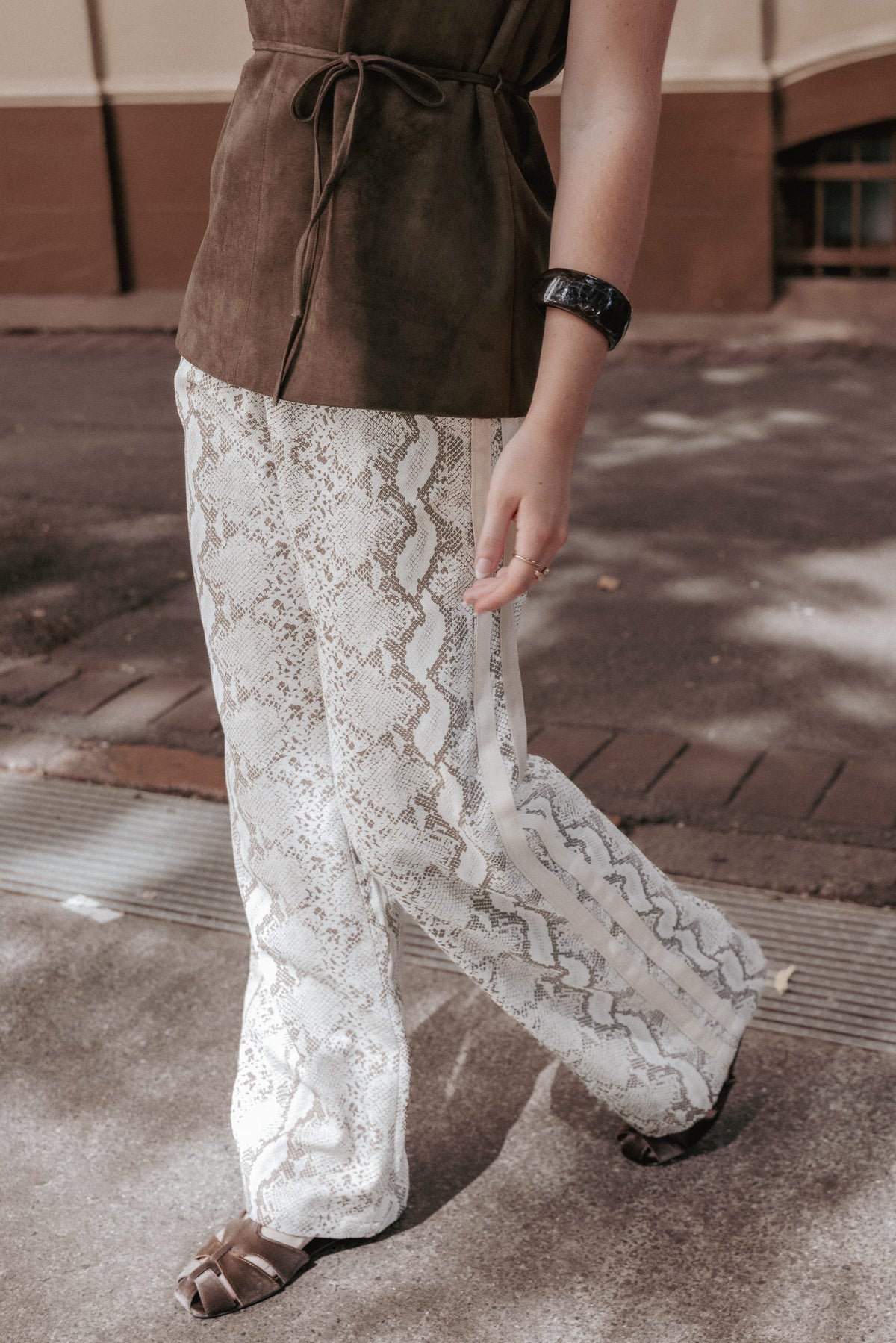 BOTTOMS Fletcher Denim Racer Pants - Snake Print
