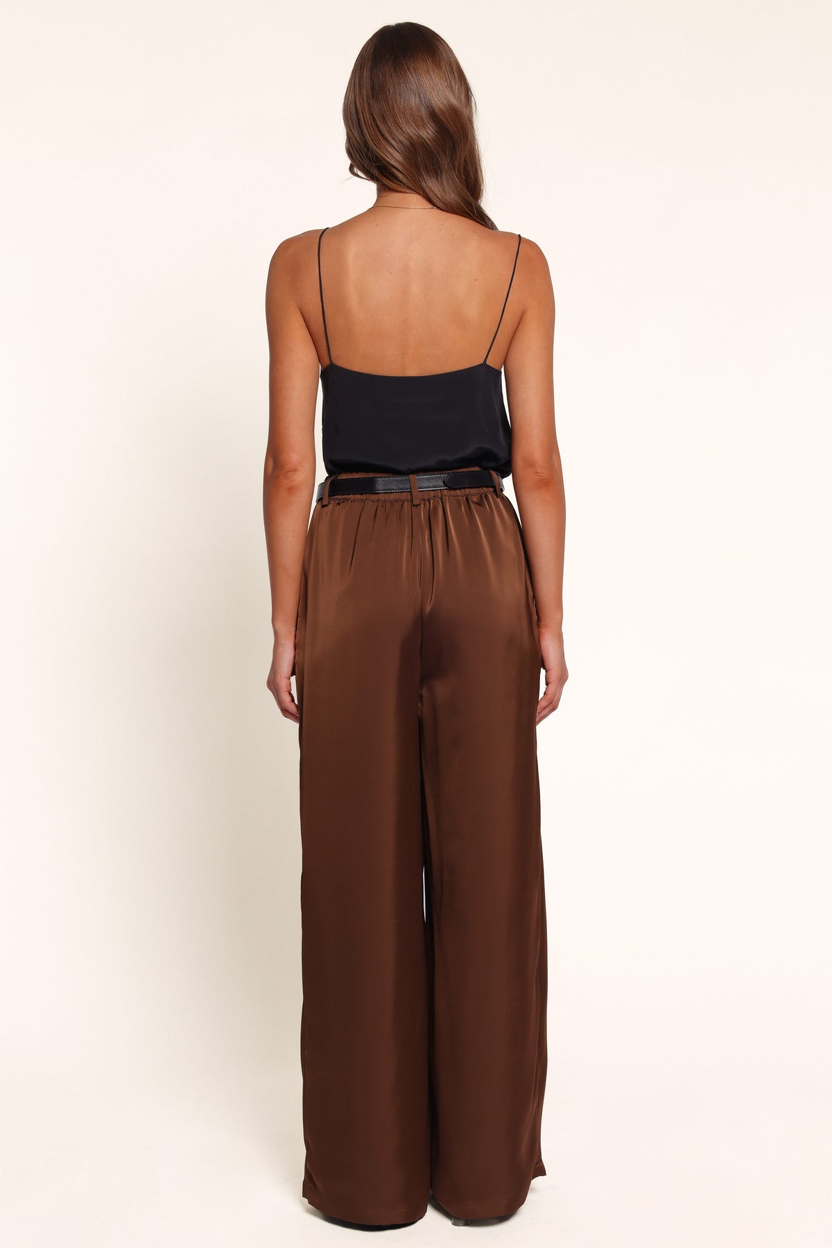 BOTTOMS Frankie Tailored Pant - Brown Satin