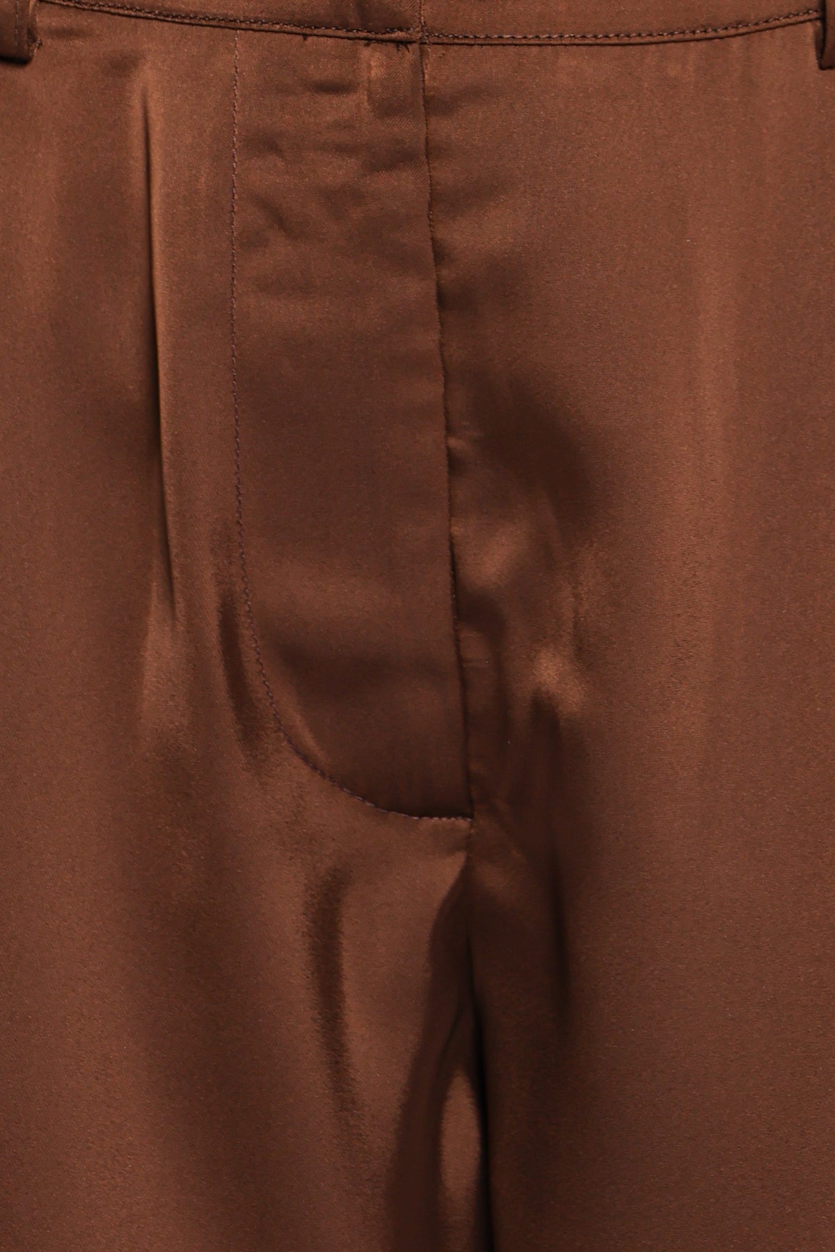 BOTTOMS Frankie Tailored Pant - Brown Satin