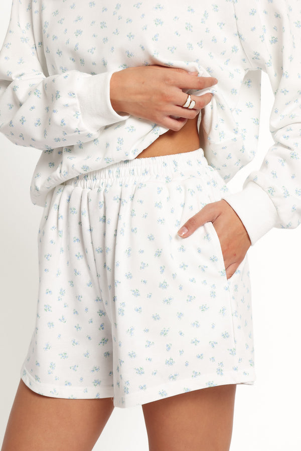 BOTTOMS Hazel Sweat Shorts - Blue Ditsy Floral
