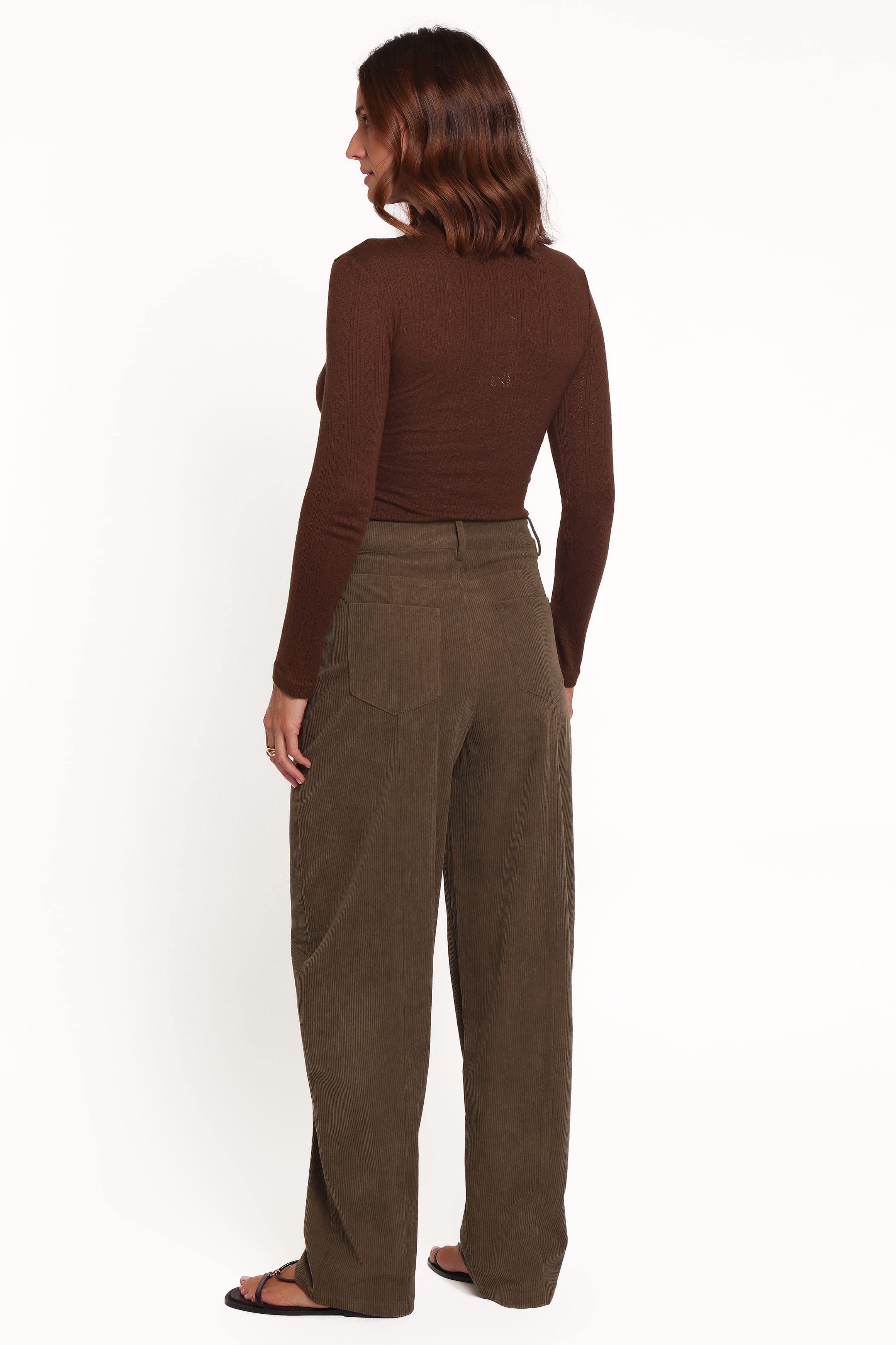 BOTTOMS Hillary Barrel Leg Jeans - Olive Corduroy