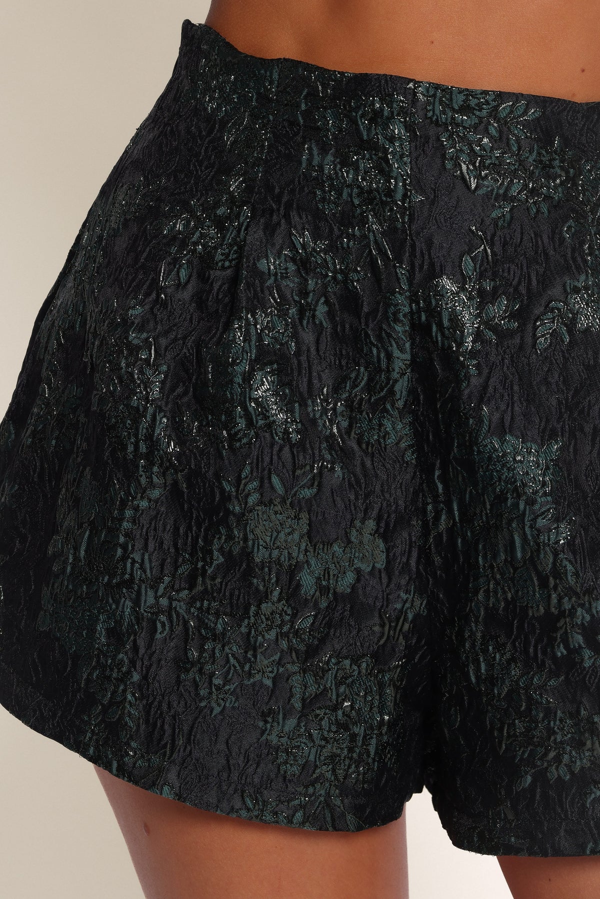 BOTTOMS Jenna Micro Shorts - Emerald Brocade