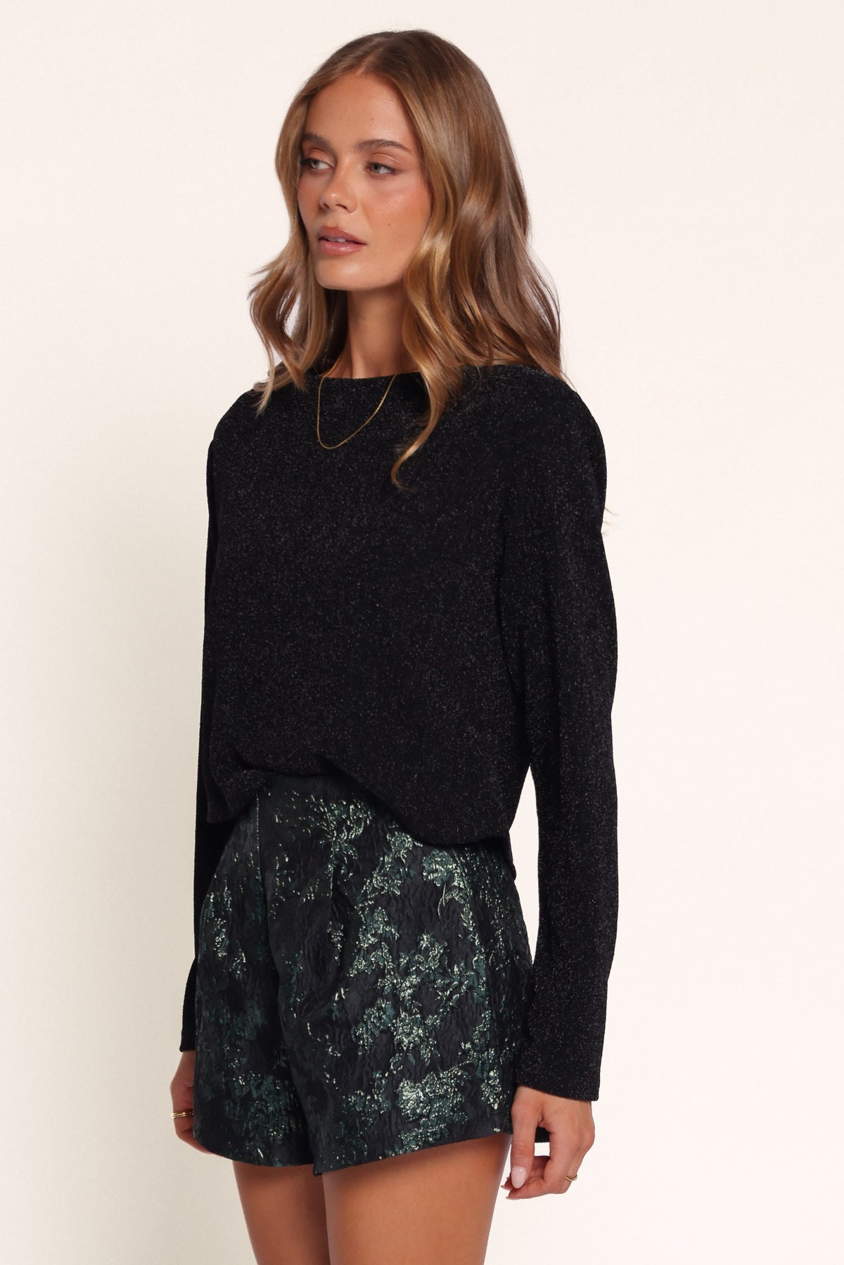 BOTTOMS Jenna Micro Shorts - Emerald Brocade