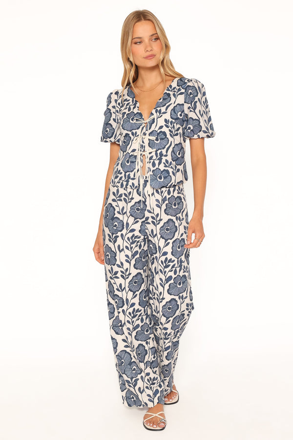 BOTTOMS Jensen Scallop Hem Pant - Blue Floral