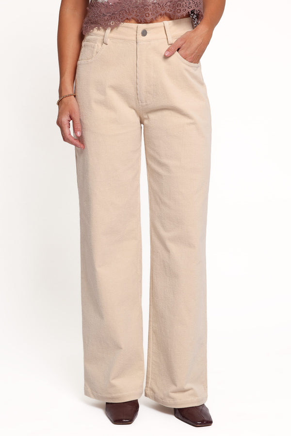 BOTTOMS Kendall Straight Leg Jeans - Cream Corduroy