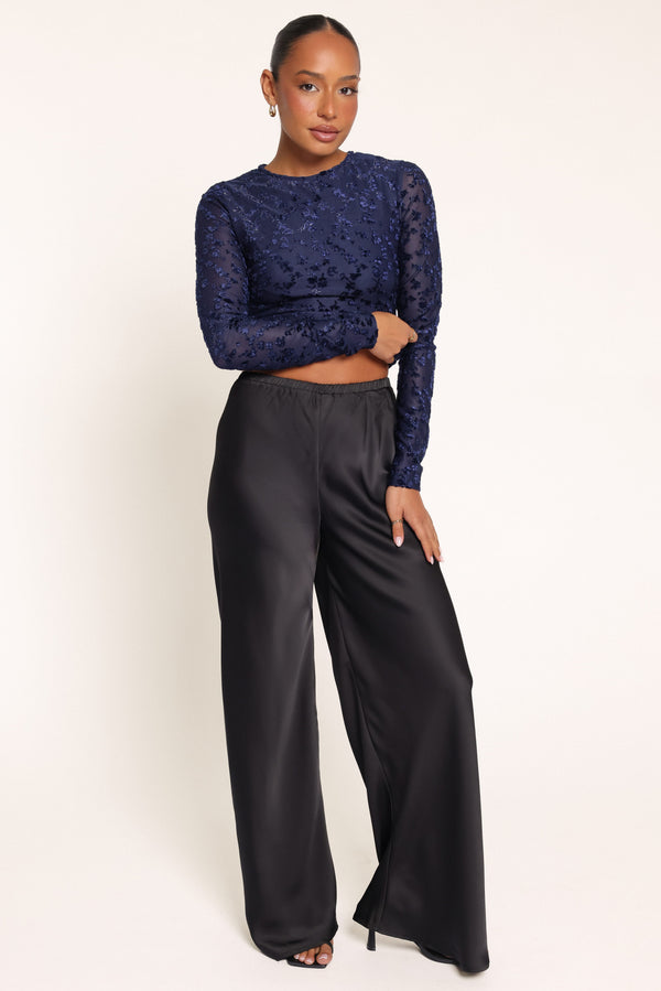 BOTTOMS Lainey Satin Pants - Black