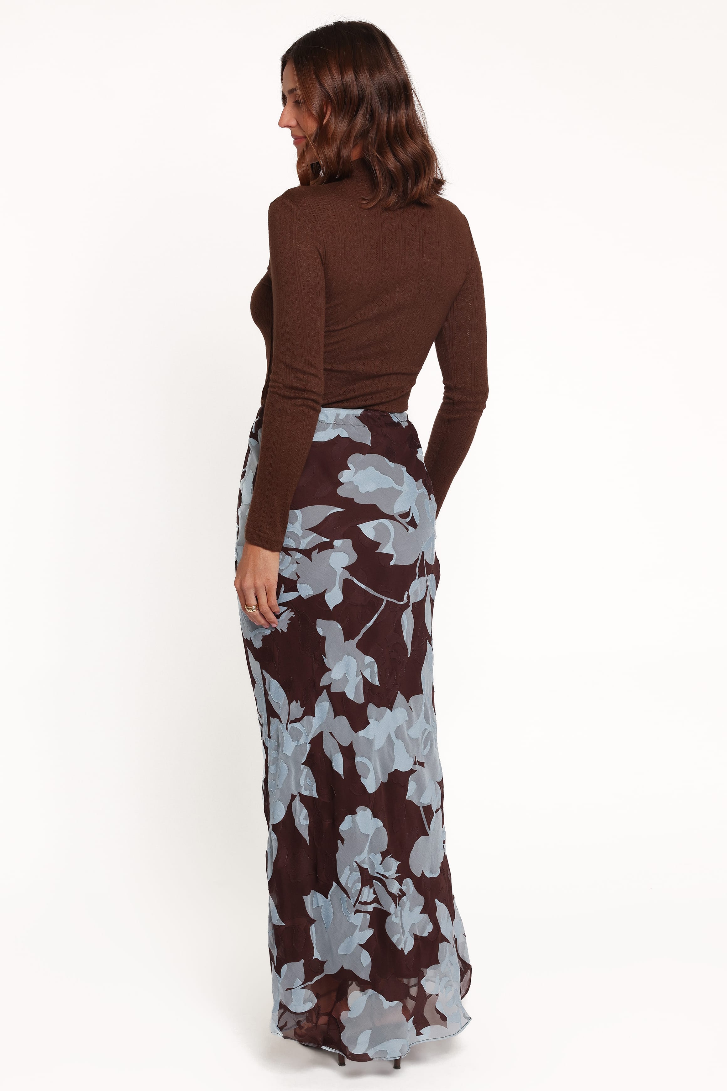 BOTTOMS Marissa Maxi Skirt - Blue Floral Burnout