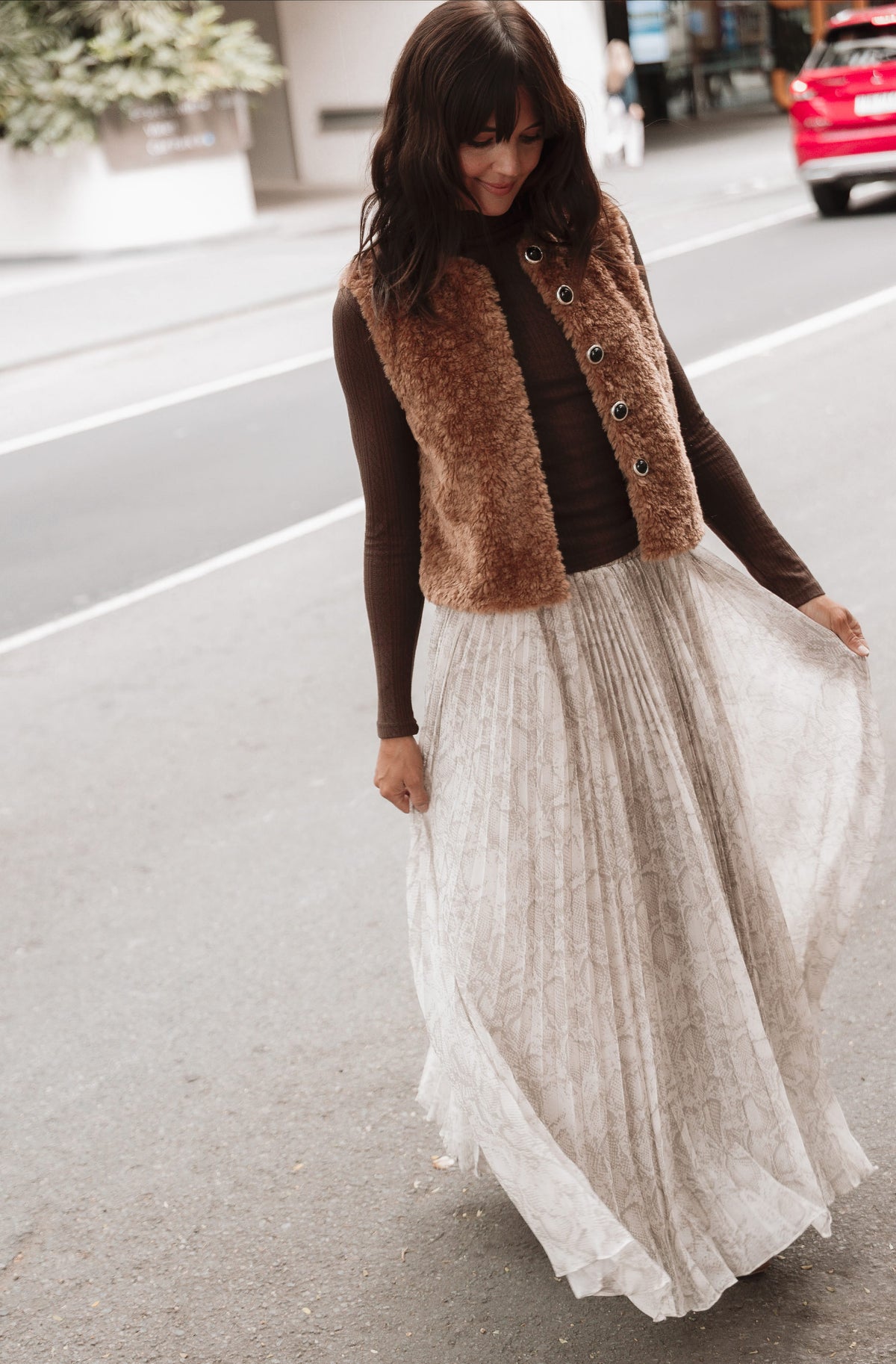 BOTTOMS Nicki Pleated Maxi Skirt - Snake Print