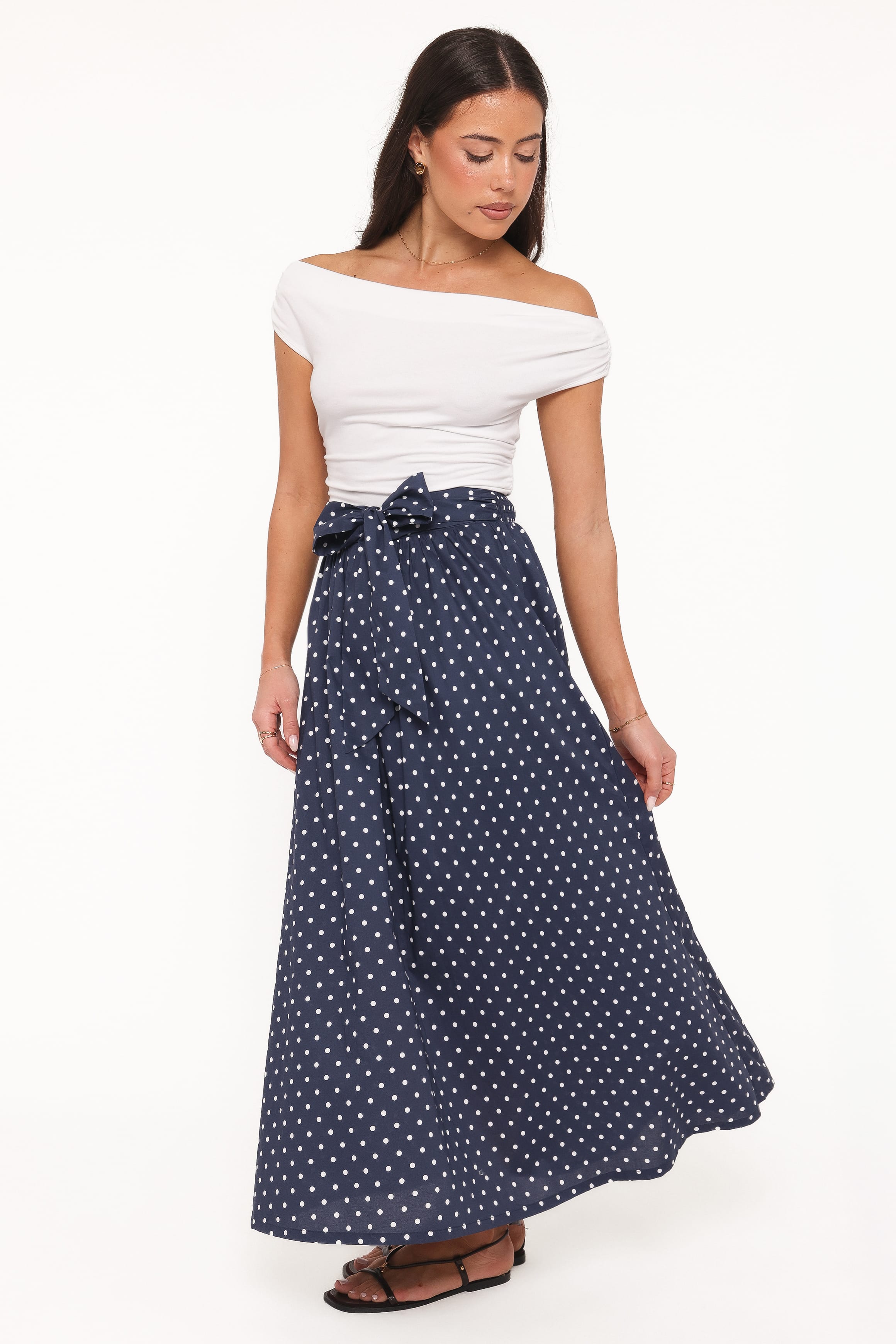 BOTTOMS Paula Tie Waist Maxi Skirt - Navy