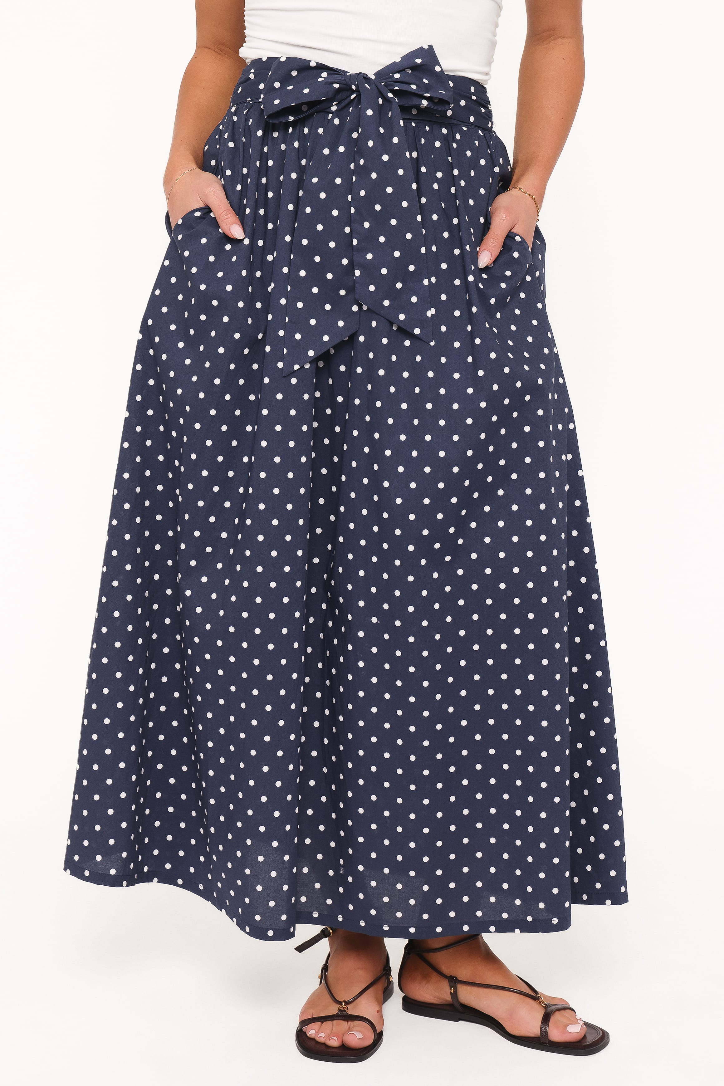 BOTTOMS Paula Tie Waist Maxi Skirt - Navy