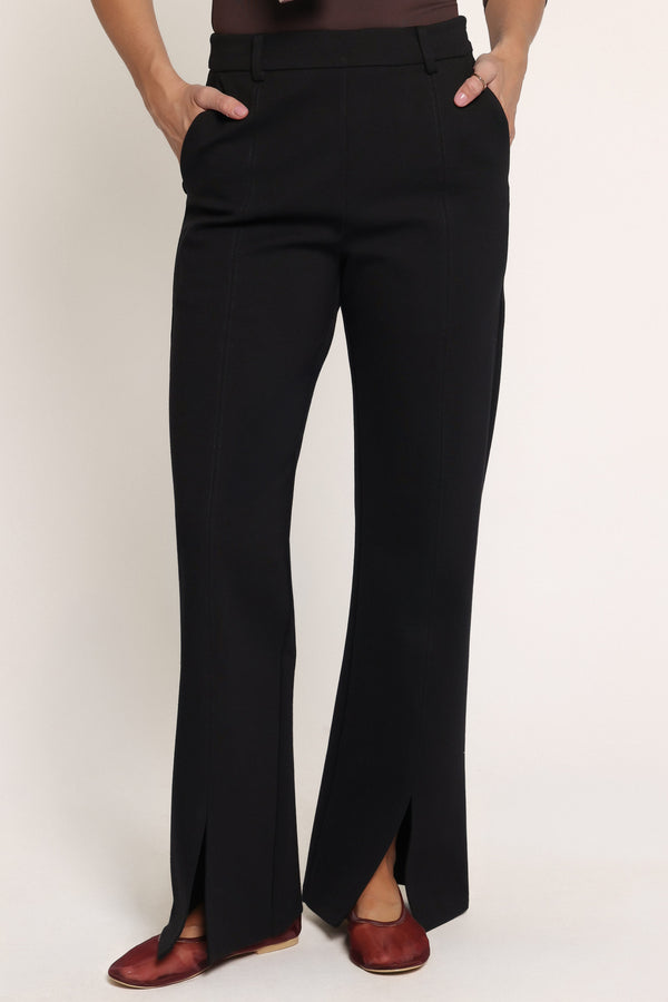 BOTTOMS Perfect Ponte Split Front Flared Pants - Black