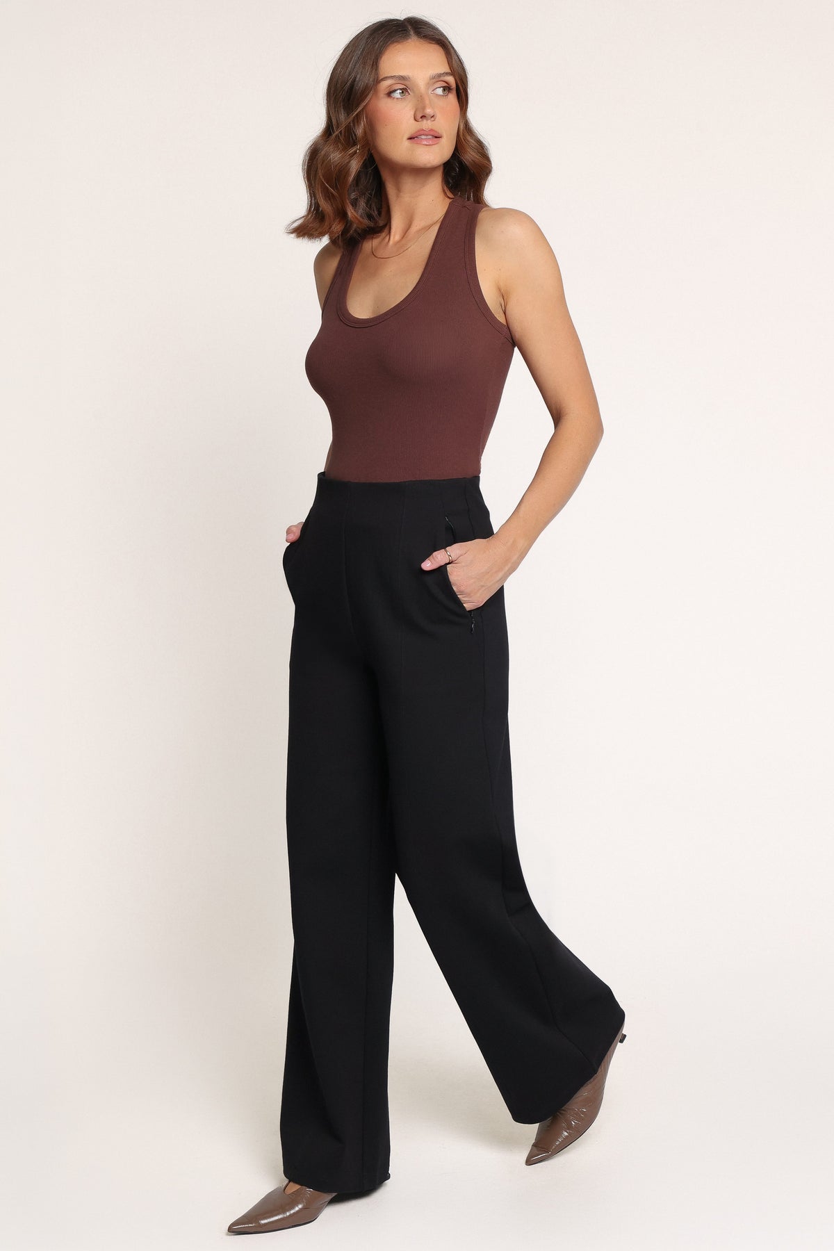 BOTTOMS Perfect Ponte Wide Leg Pants - Black