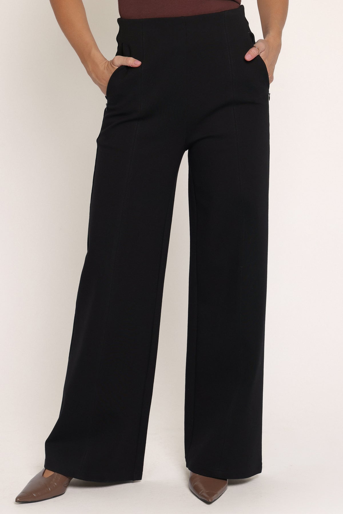 BOTTOMS Perfect Ponte Wide Leg Pants - Black