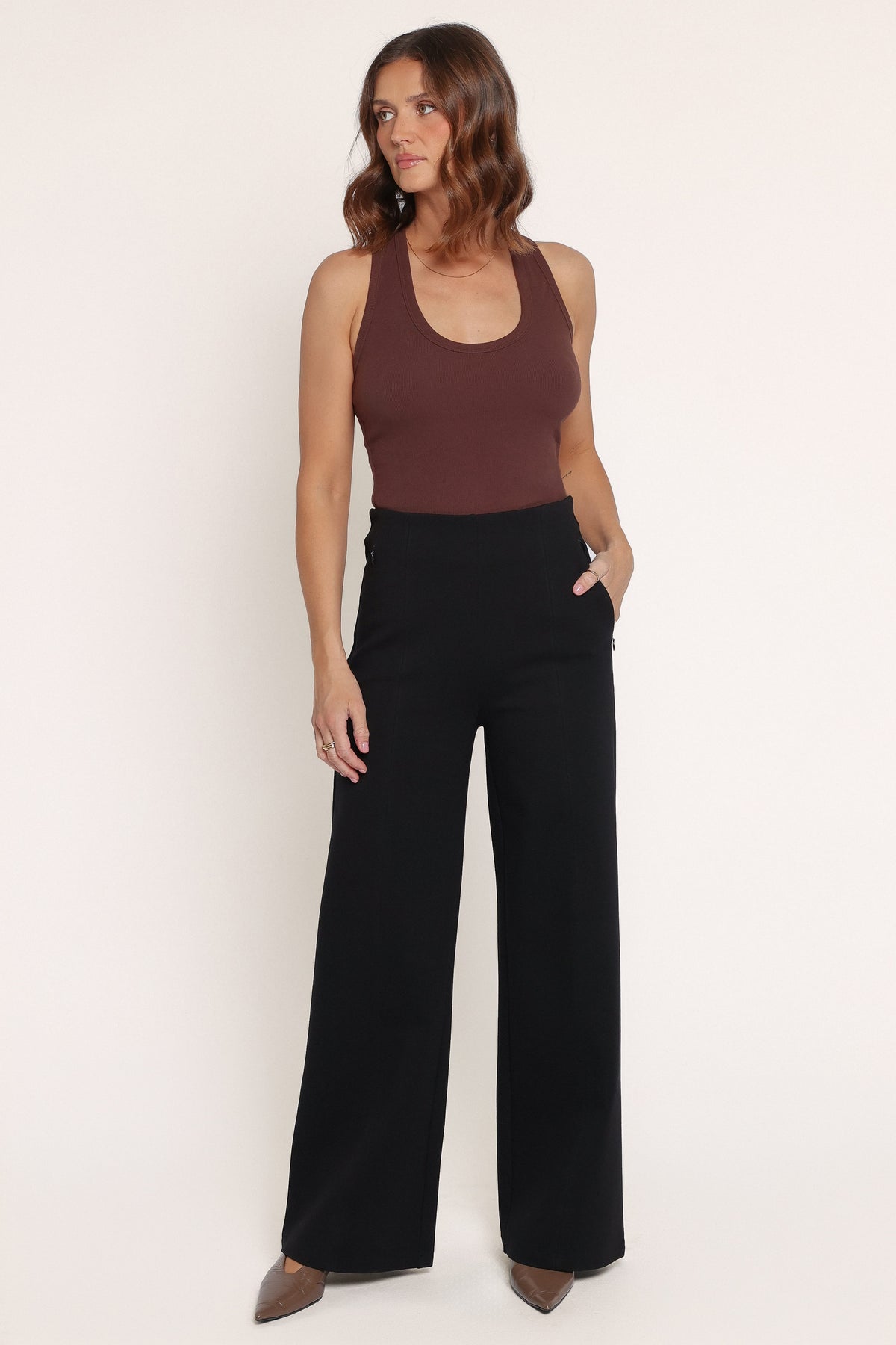 BOTTOMS Perfect Ponte Wide Leg Pants - Black