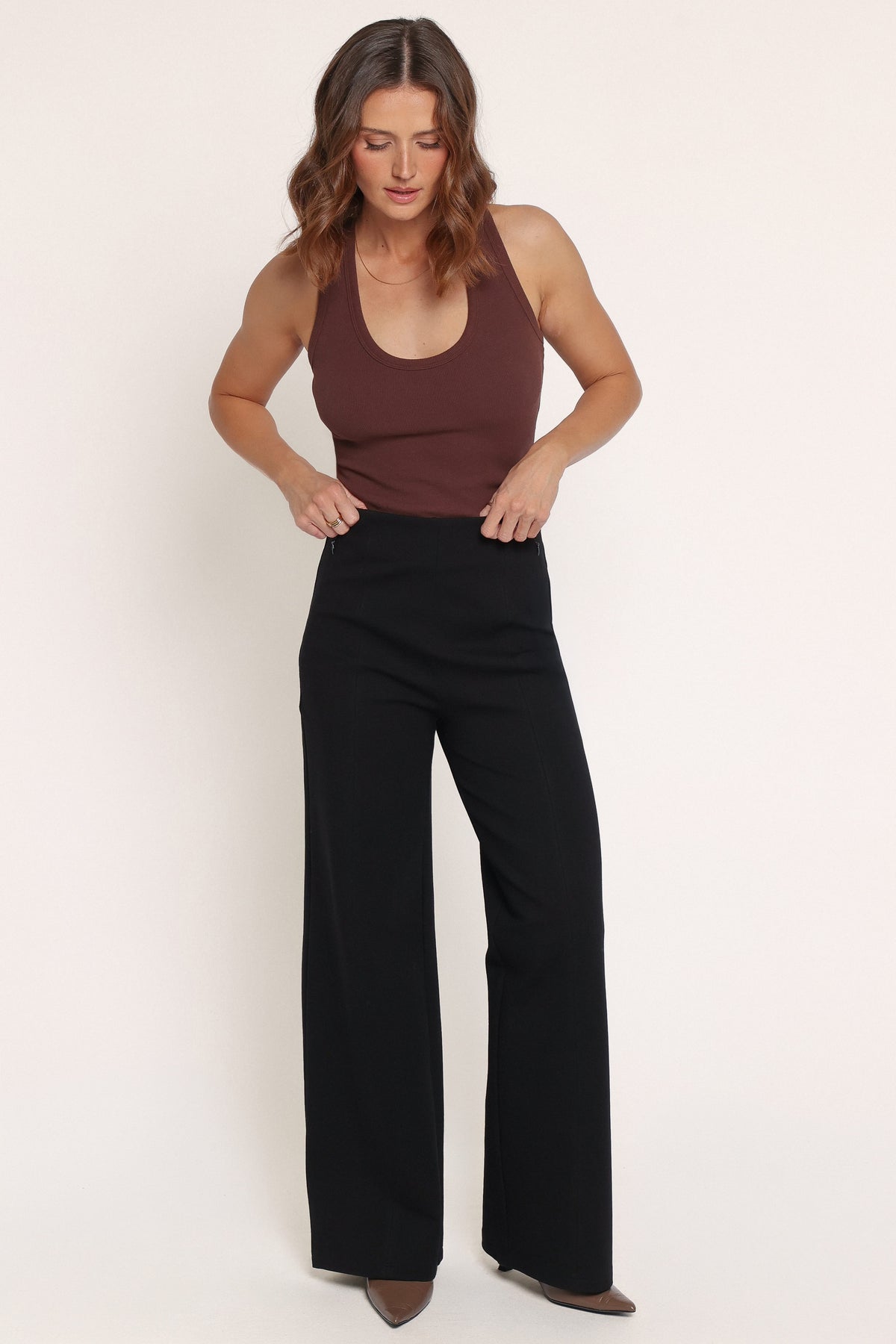 BOTTOMS Perfect Ponte Wide Leg Pants - Black