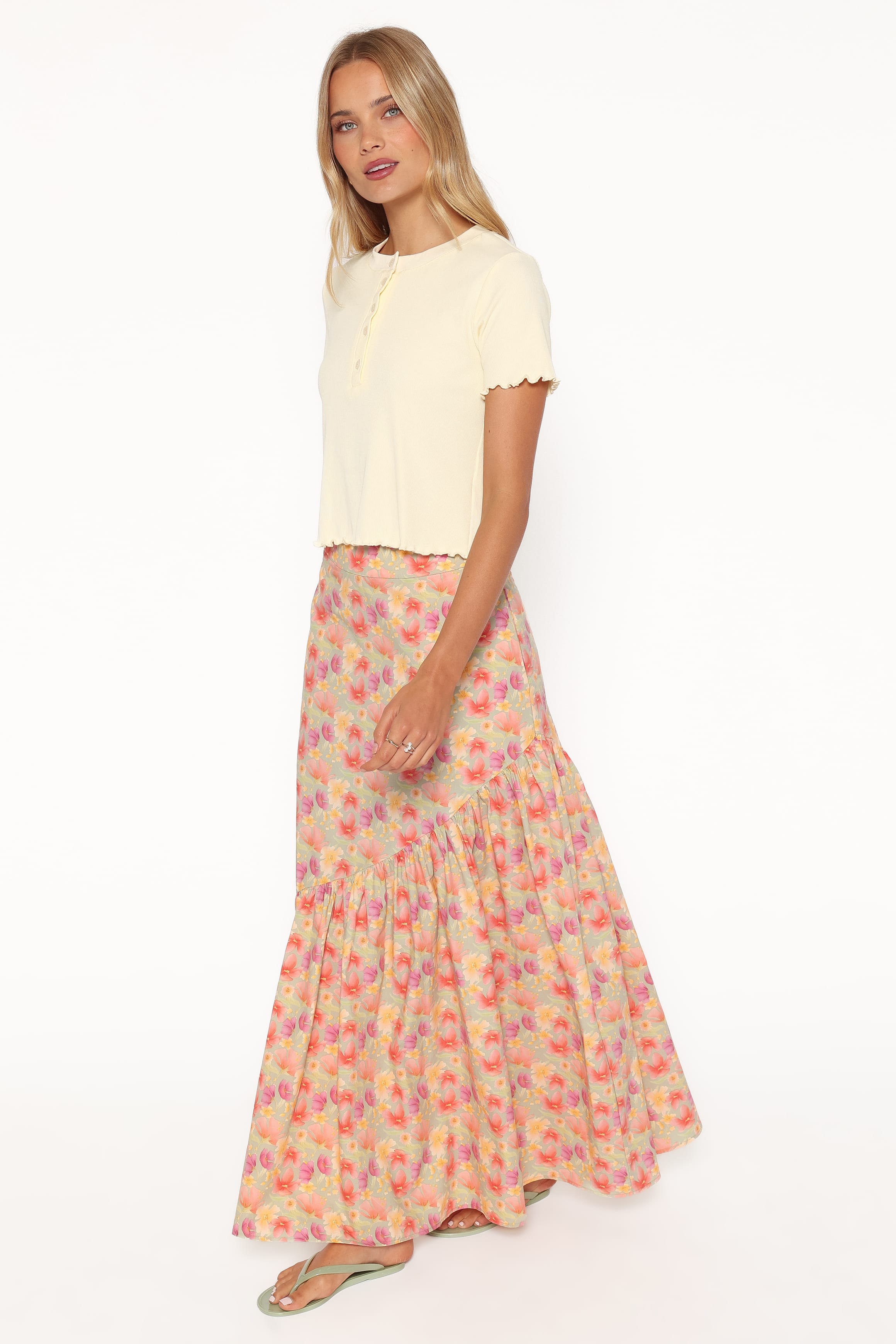 BOTTOMS Shelbie Maxi Skirt - Sage Wildflower