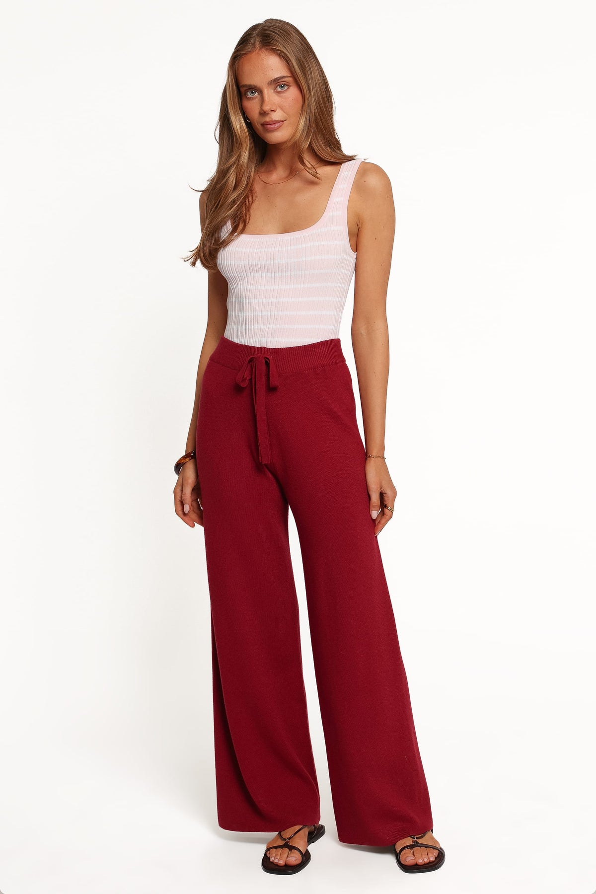 BOTTOMS Tarly Knit Pants - Burgundy