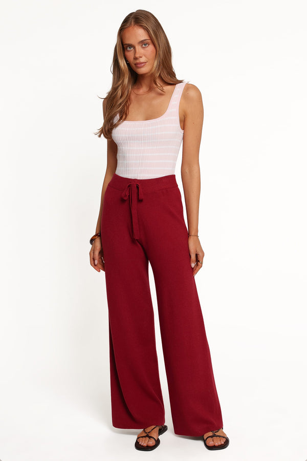 BOTTOMS Tarly Knit Pants - Burgundy