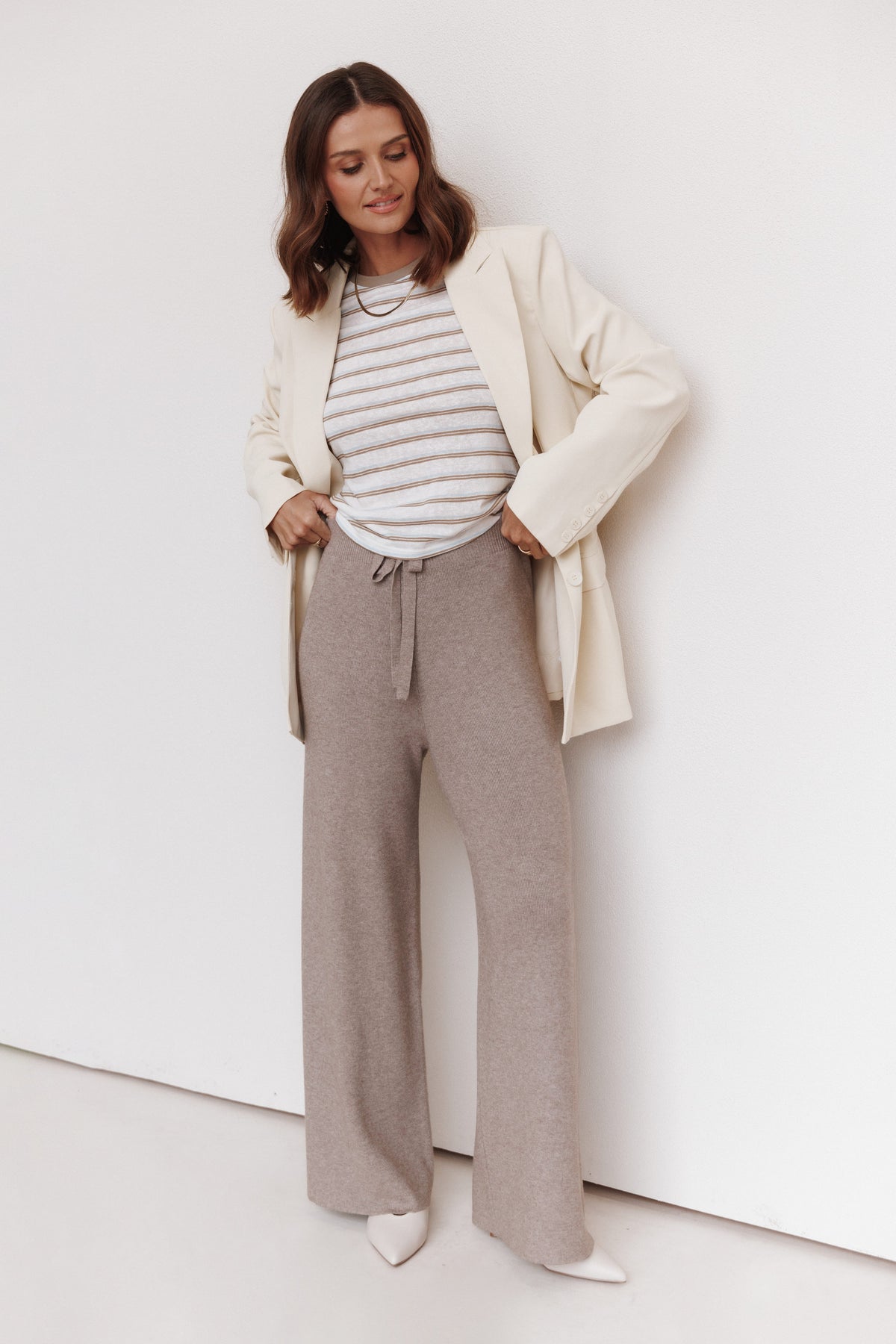 BOTTOMS Tarly Knit Pants - Light Heather Grey