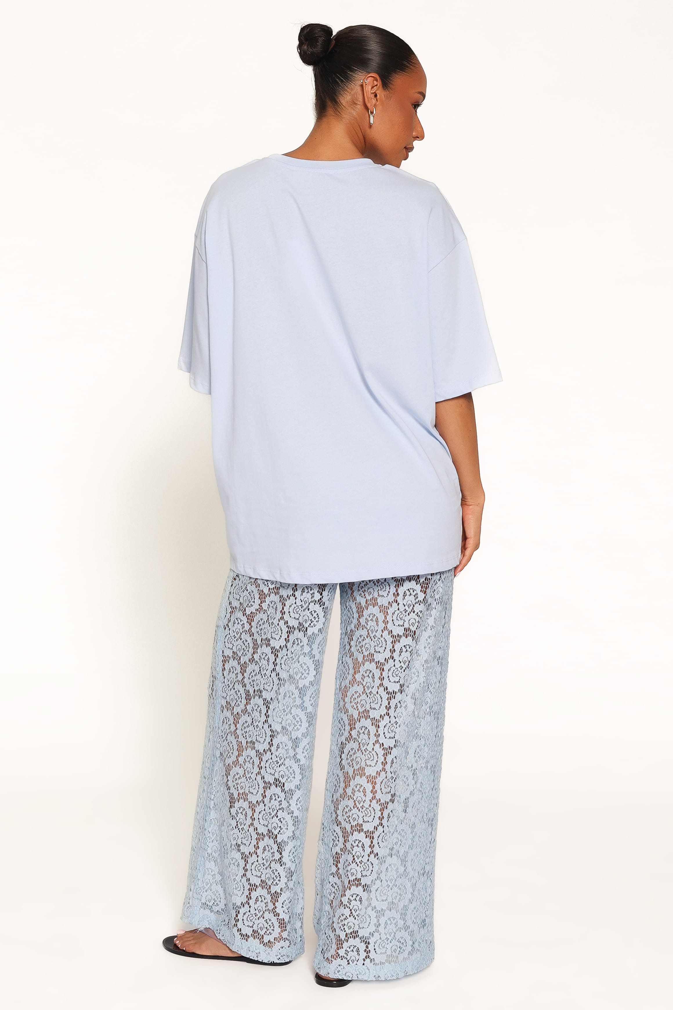 BOTTOMS Tia Sheer Lace Pant - Light Blue